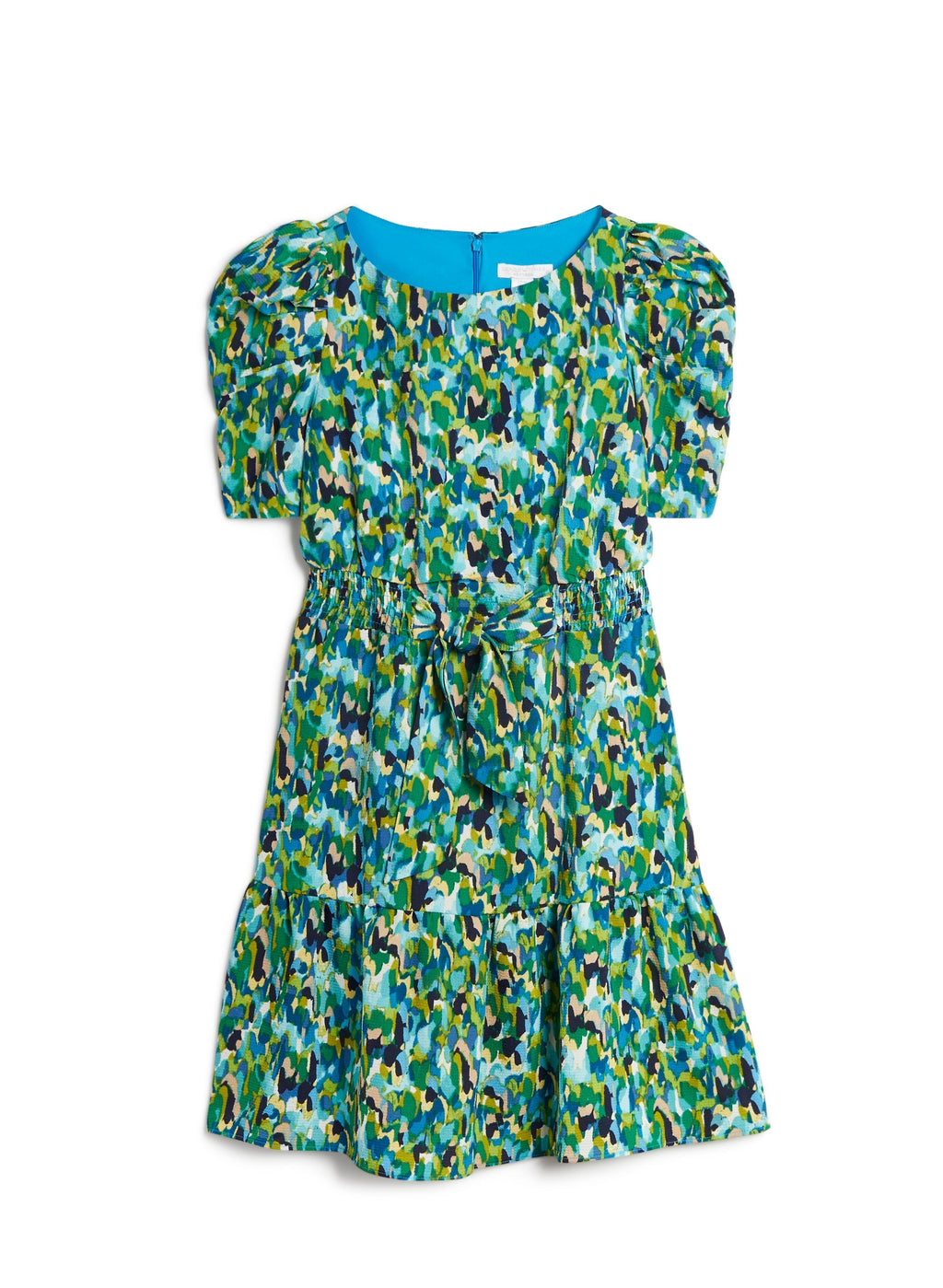 Abstract Print Puff Sleeve Dress