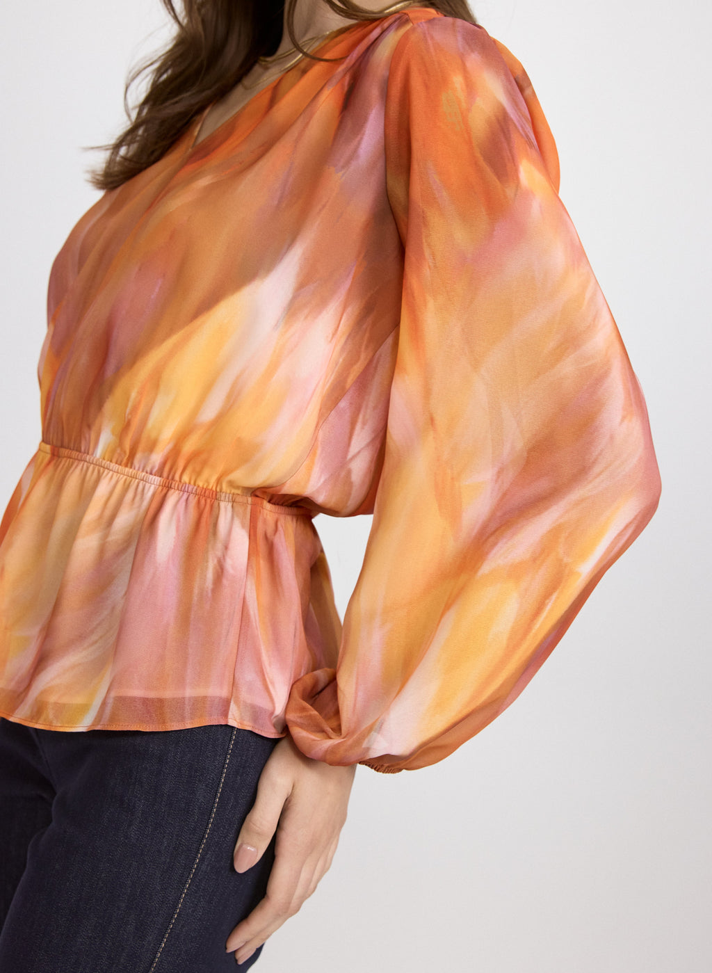 Abstract Peplum Blouse