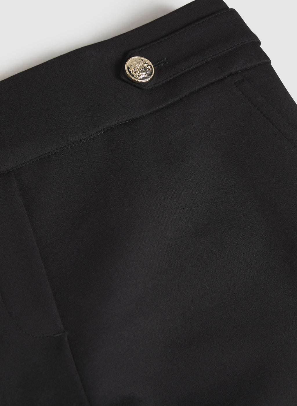 Ava Buttoned-Tab Straight-Leg Pants