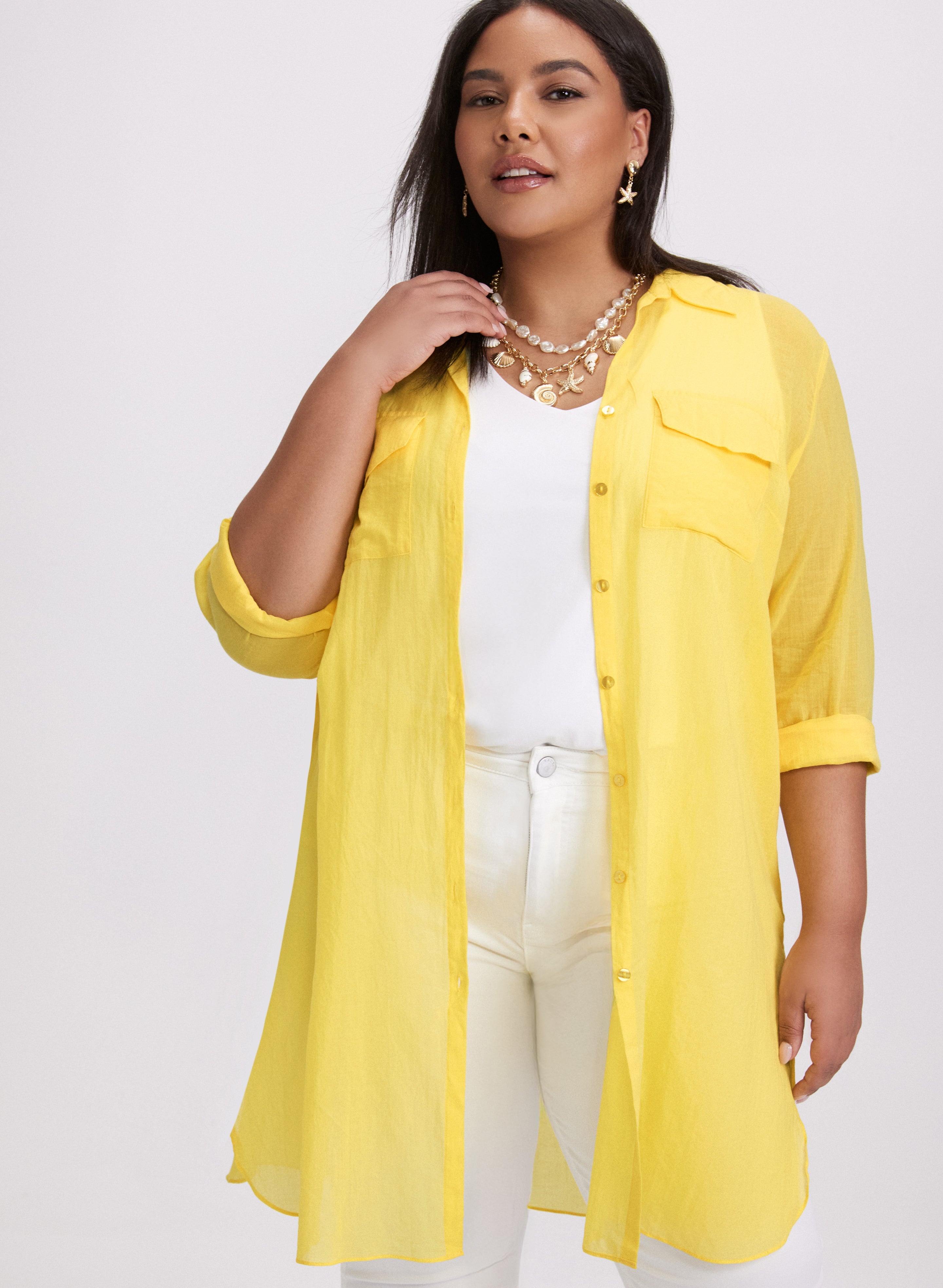 Button-Down Tunic Blouse