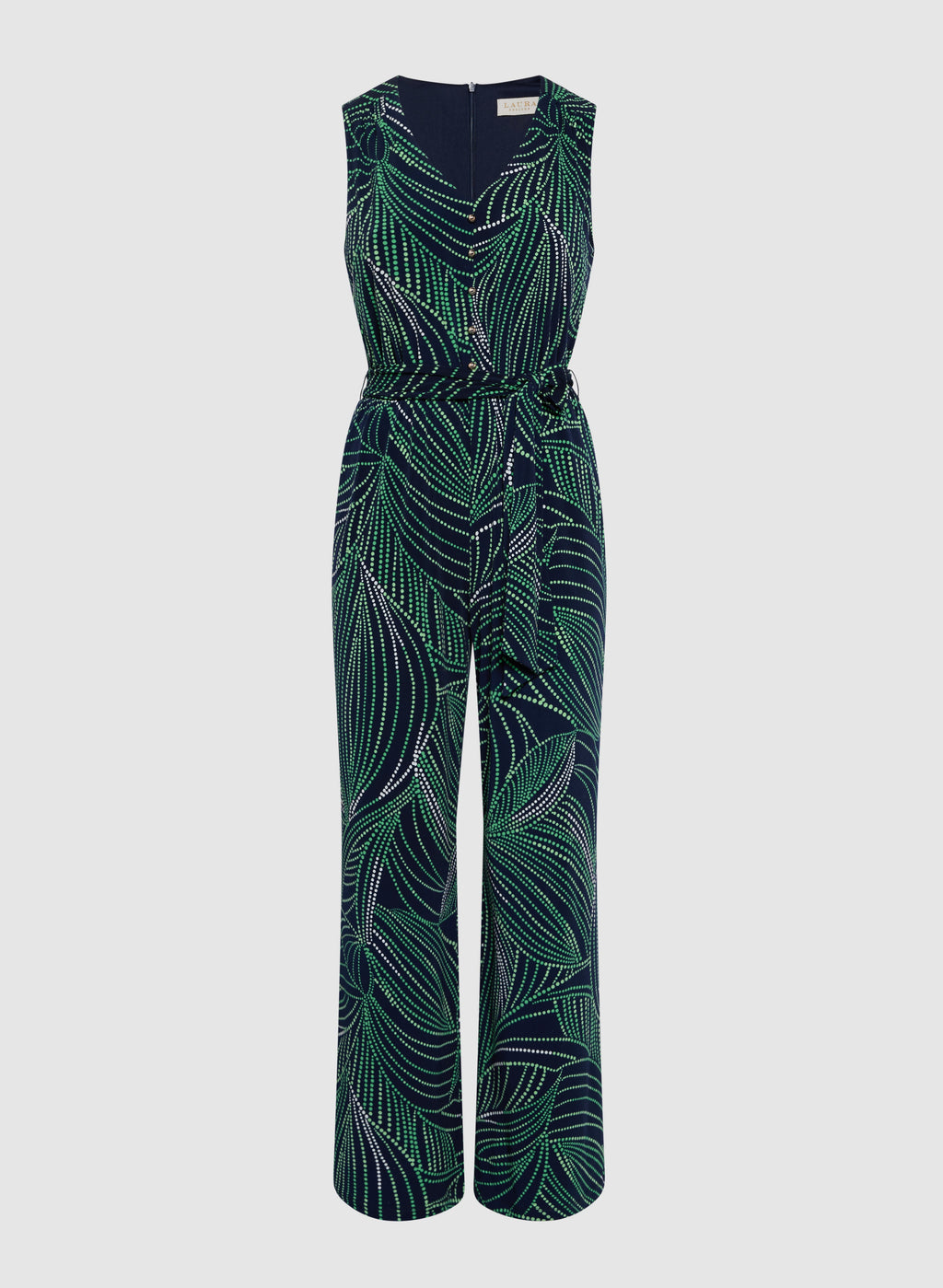 Abstract Leaf Print Jumpsuit