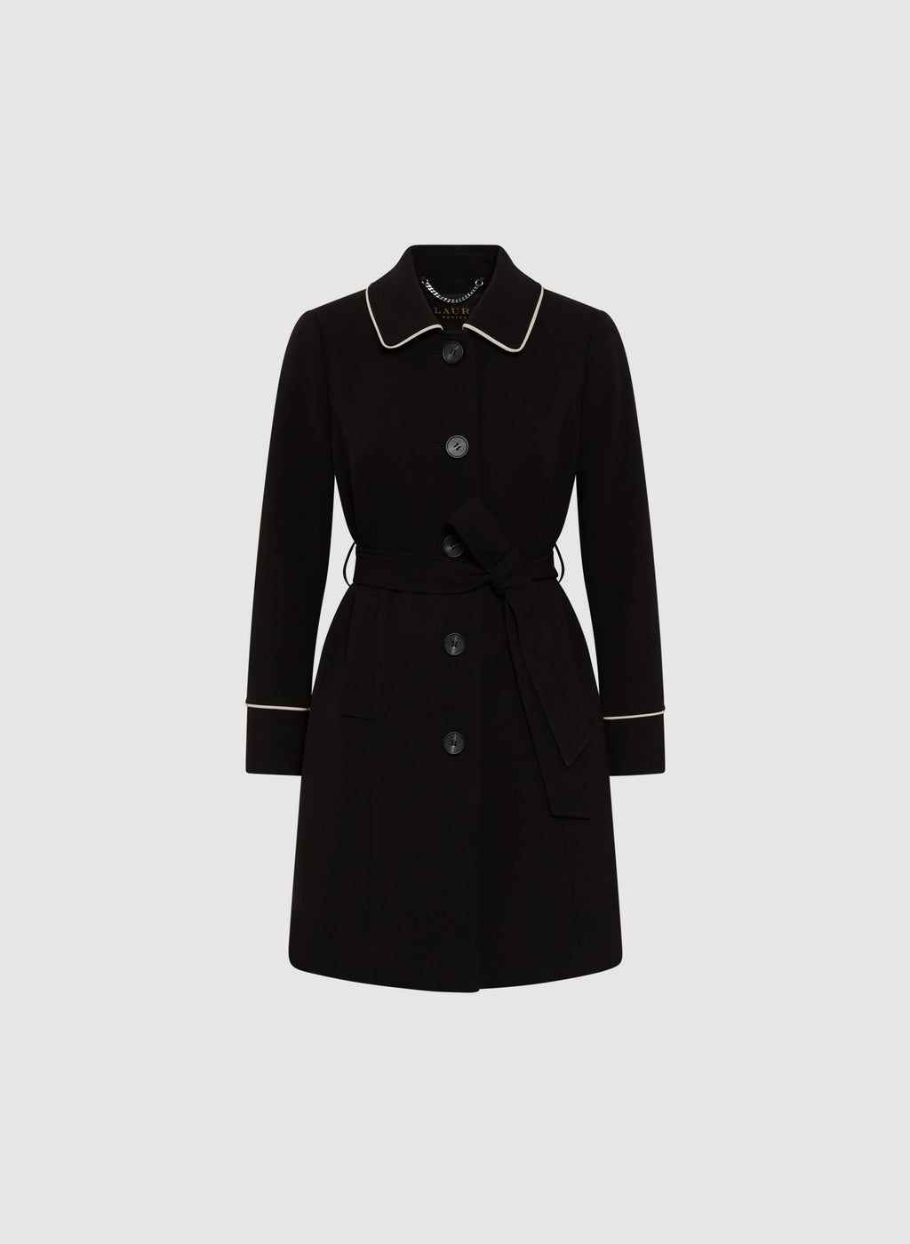Contrasting Trim Tricotine Coat