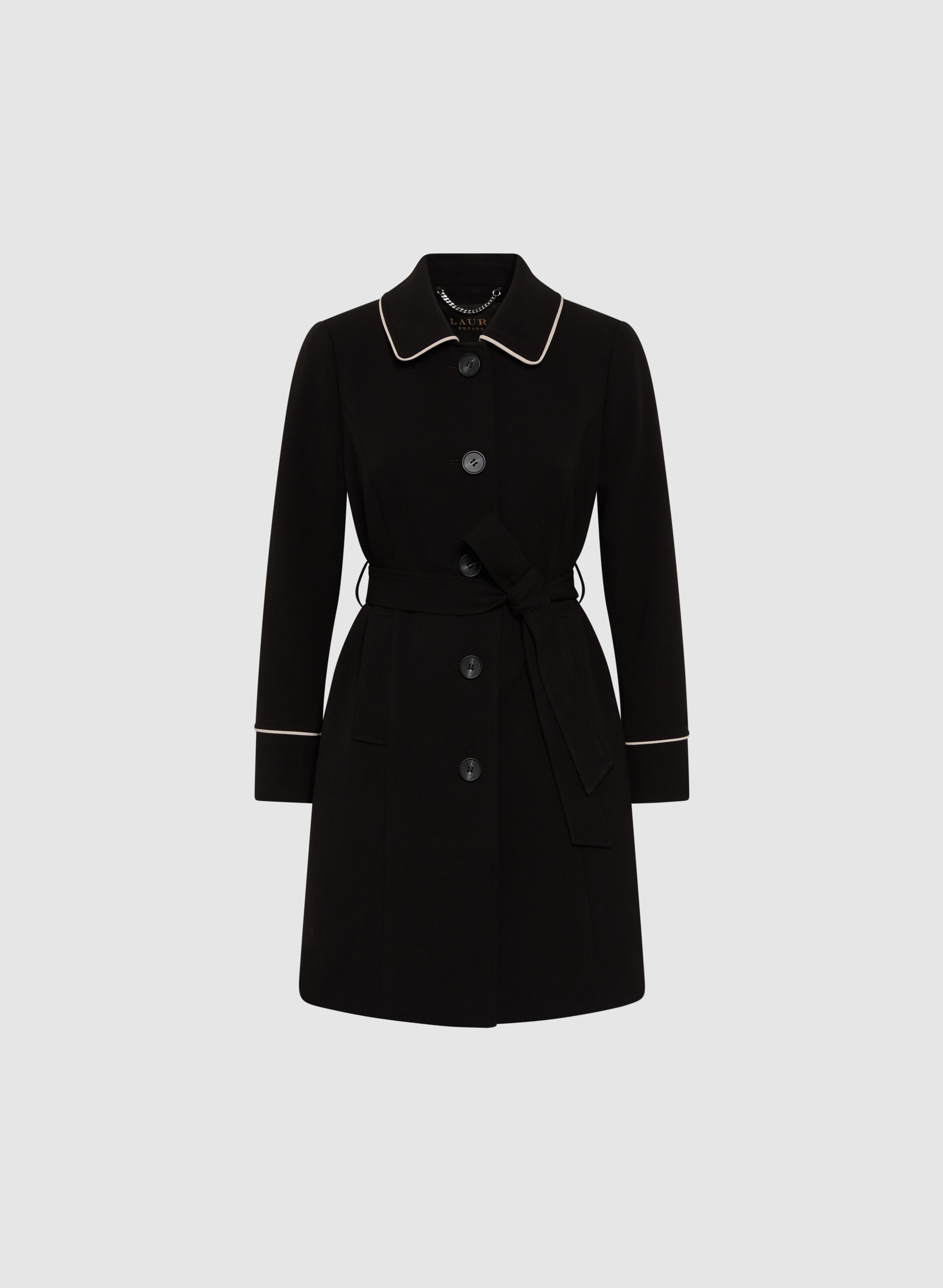 Contrasting Trim Tricotine Coat