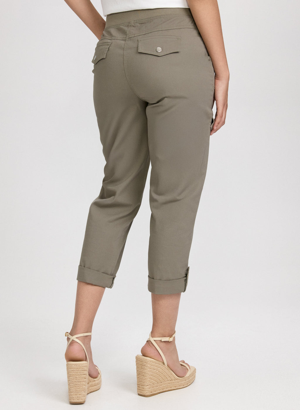 Cotton Drawstring Waist Cargo Capris
