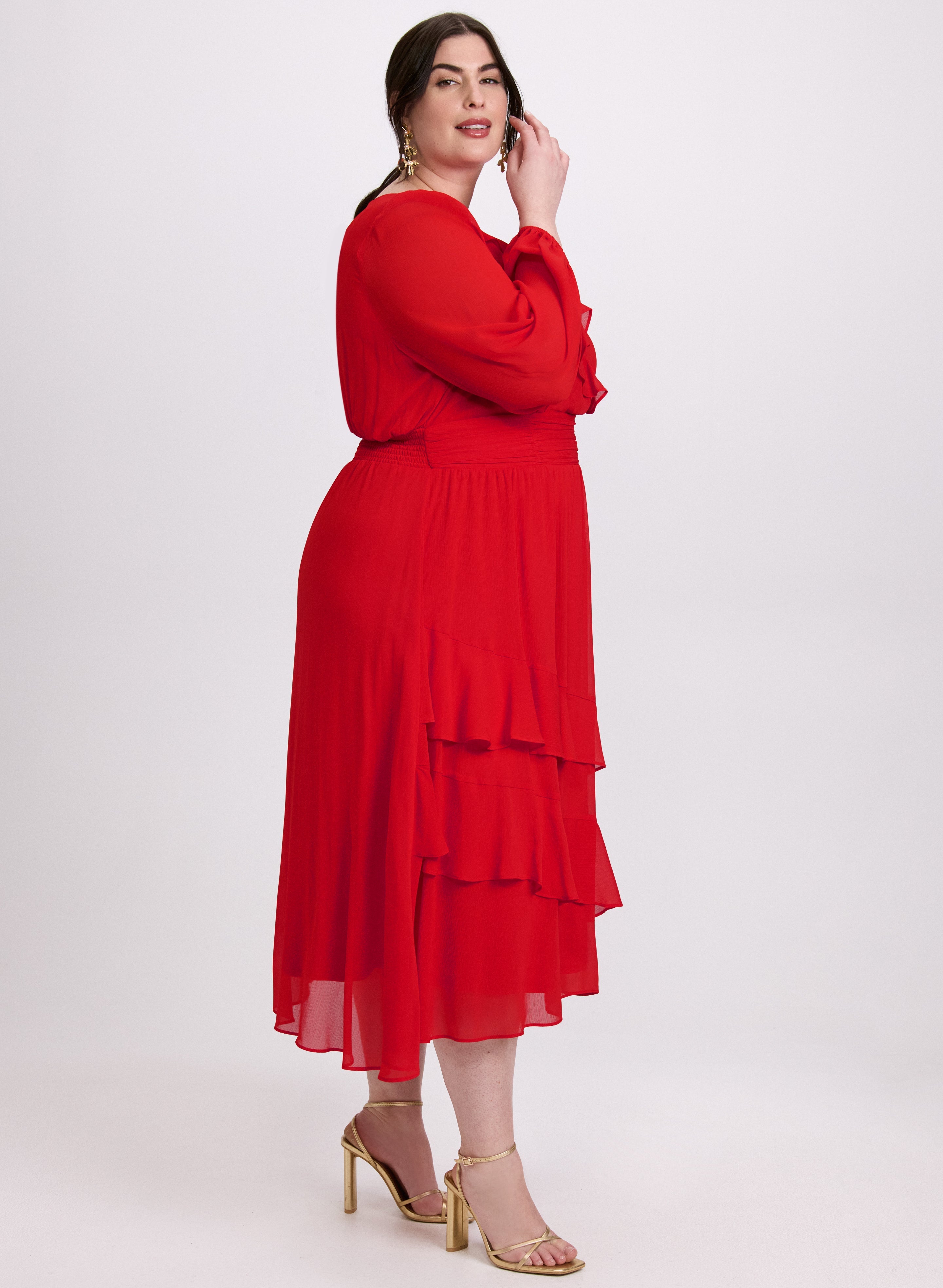 Asymmetric Ruffle Front Dress