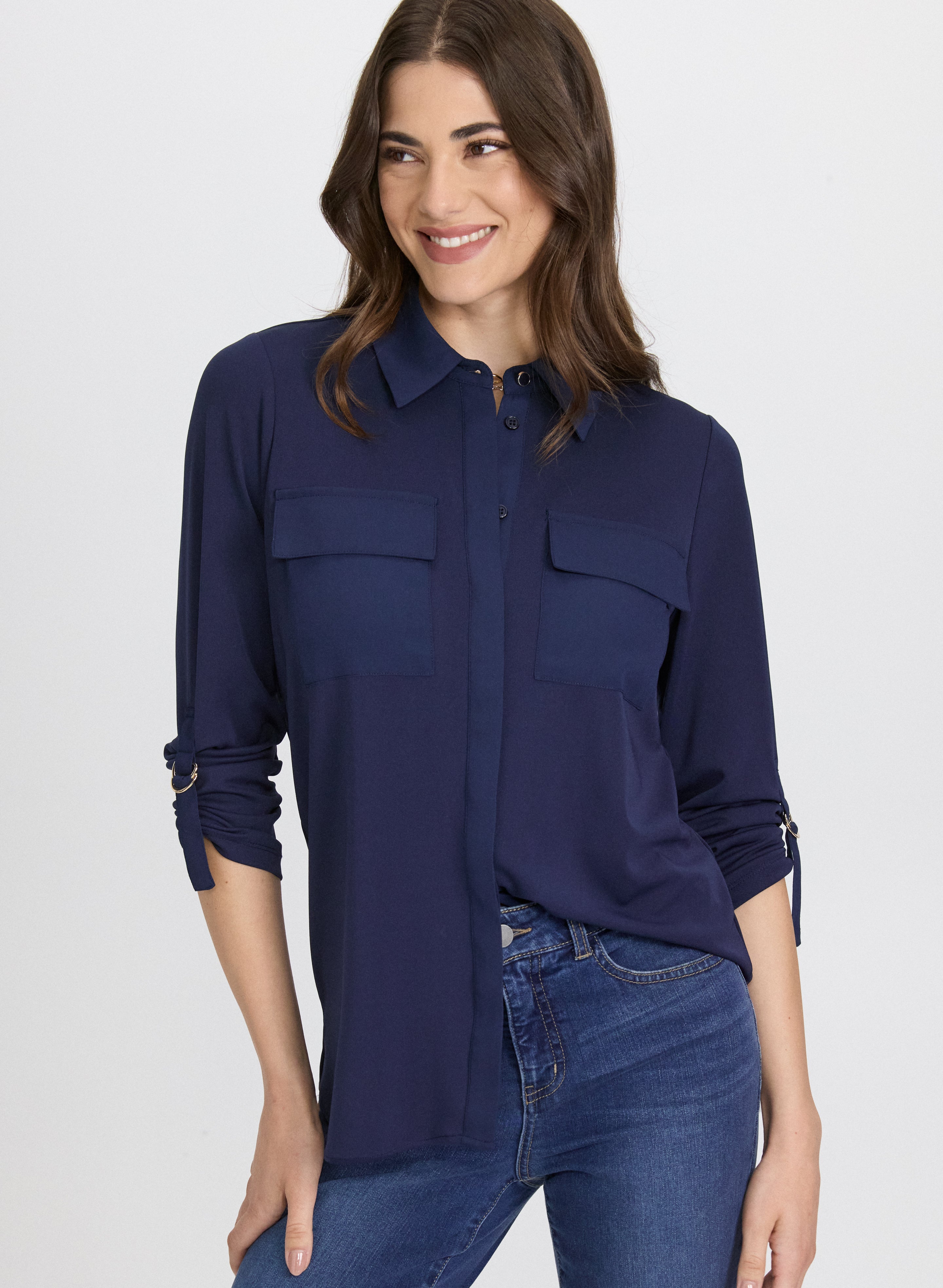 Button-Down Jersey Top