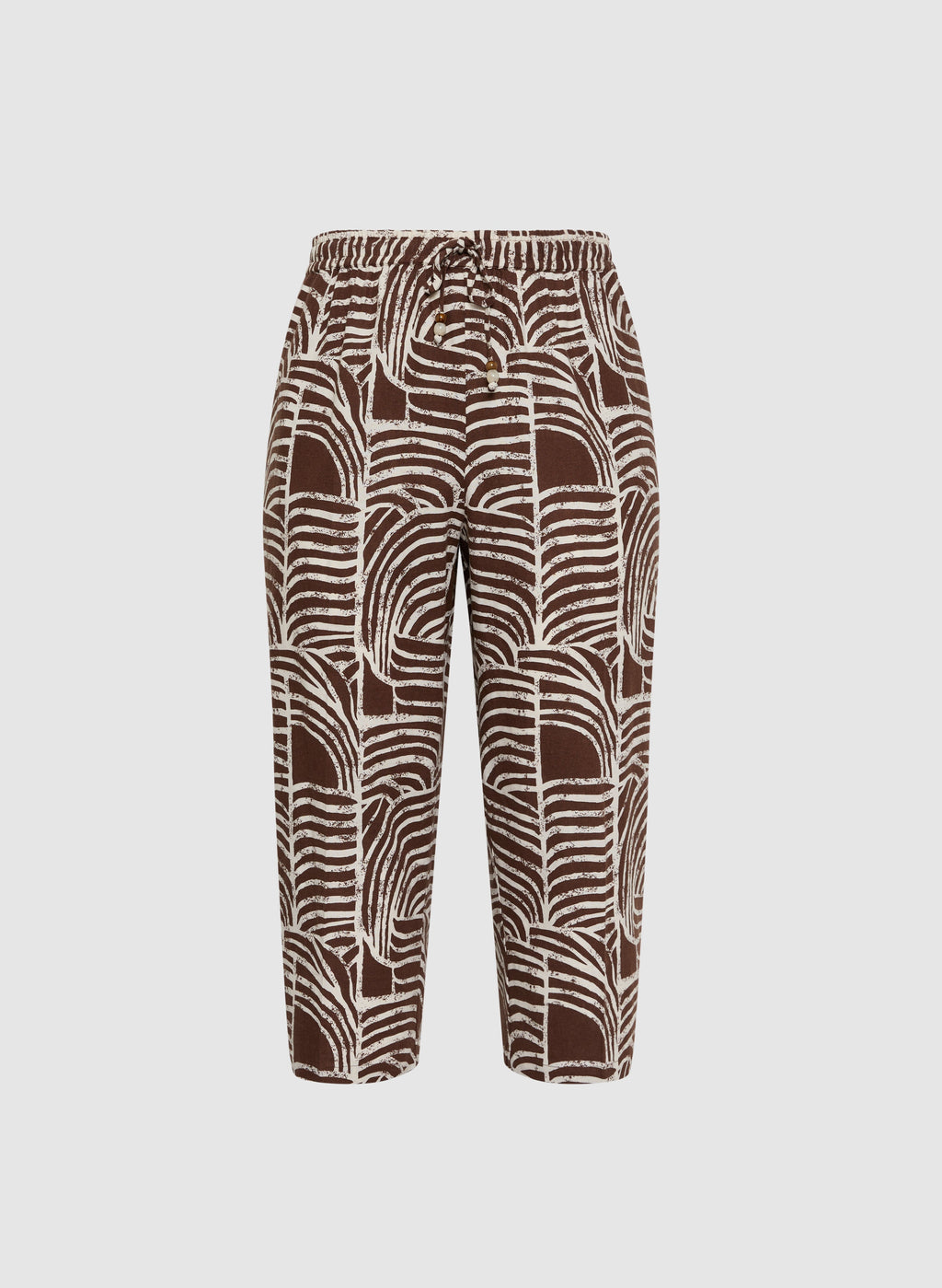 Abstract Linen-Blend Capris