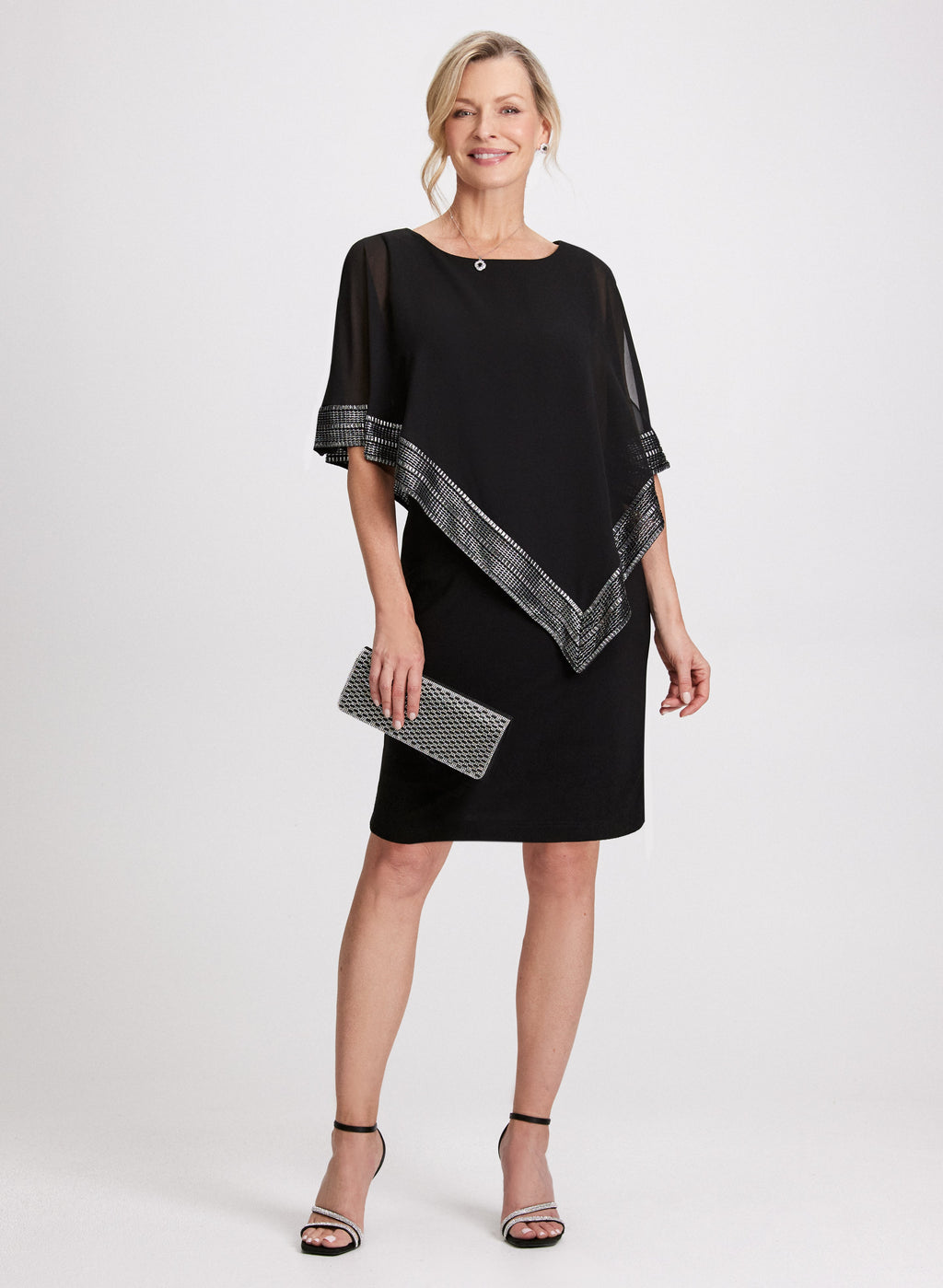 Asymmetrical Capelet Effect Short Dress