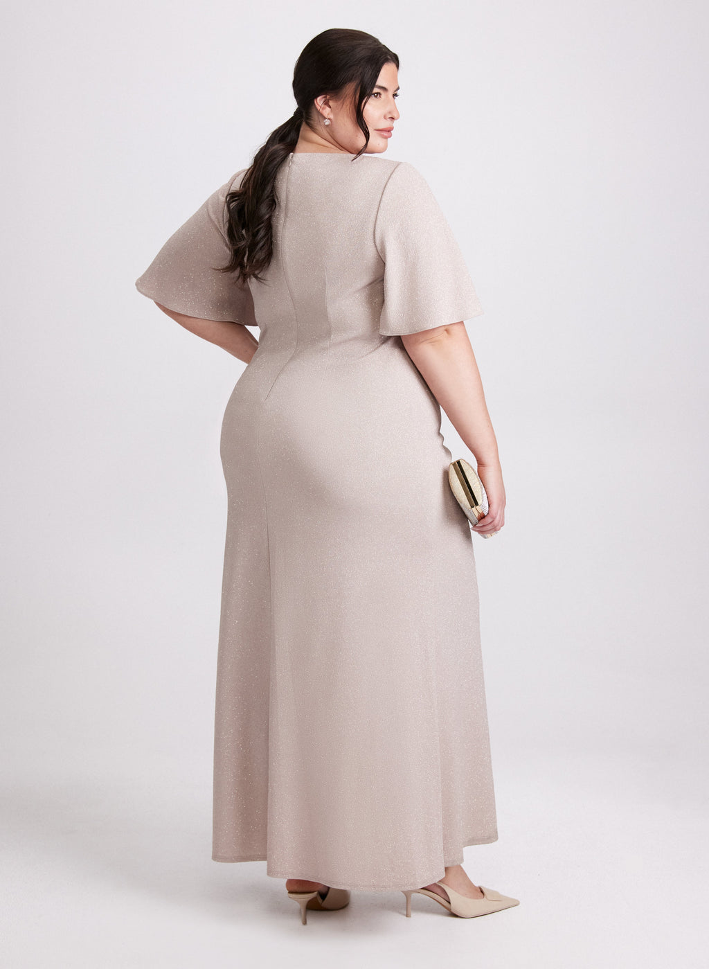 Asymmetric Glitter Knit Dress