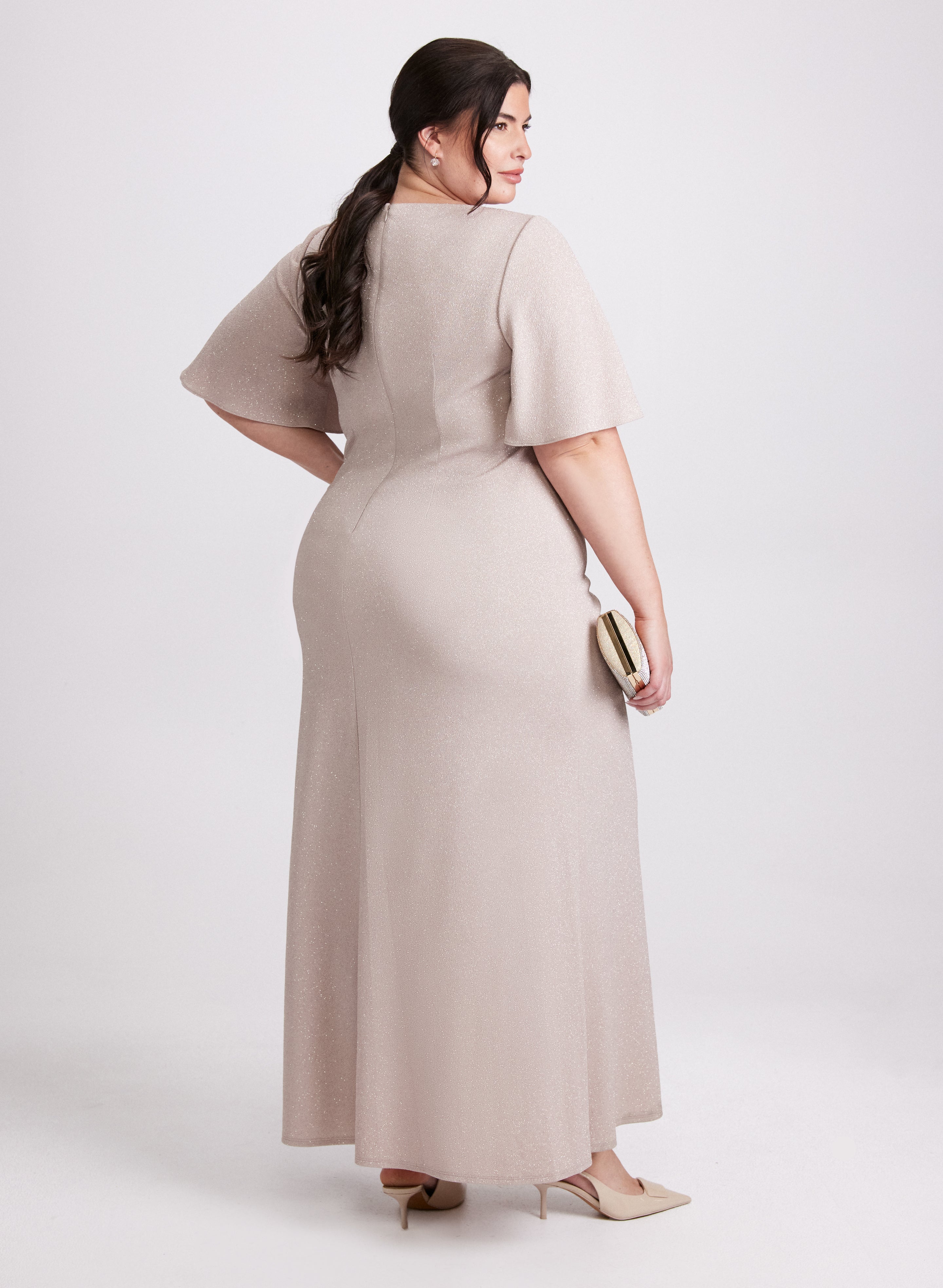 Asymmetric Glitter Knit Dress