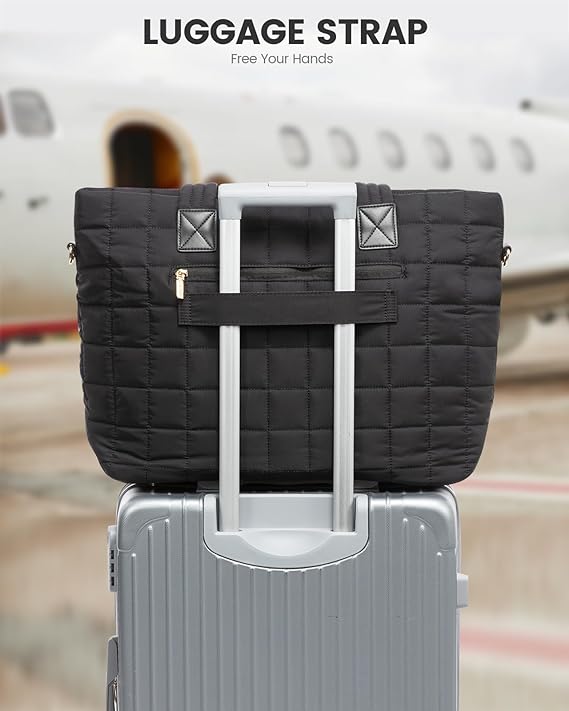 2Pcs Lightweight Puffer Tote Bag, 15.6 17