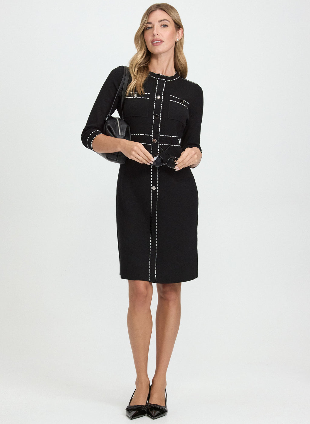 Contrast Stitch Sweater Dress