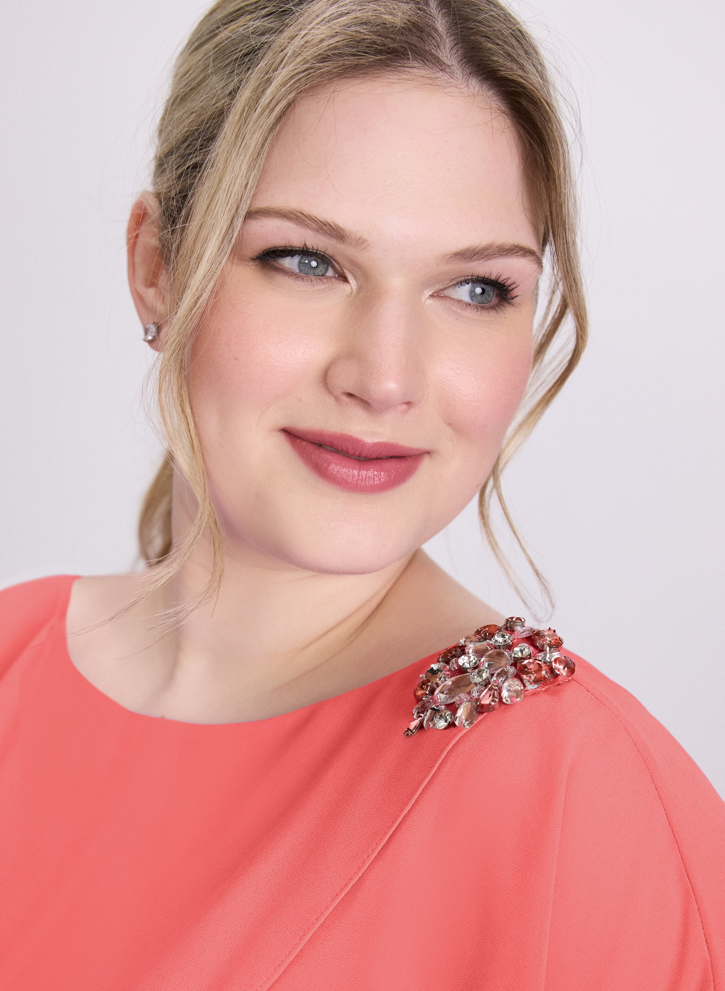 Brooch Embellished Capelet Dress