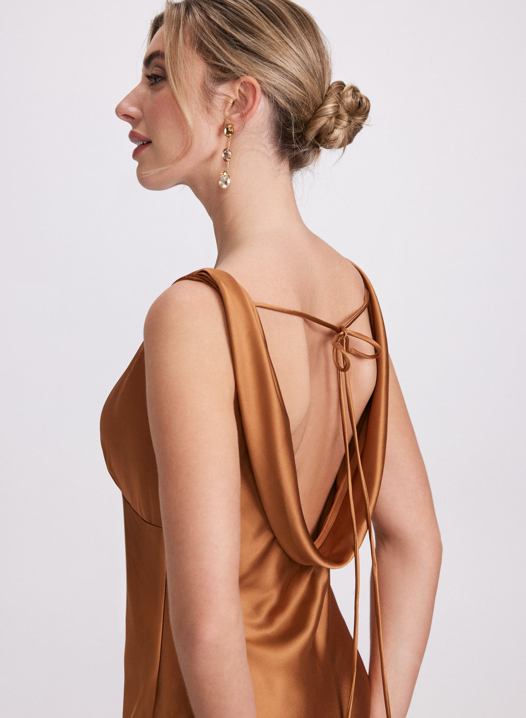 Cowl Back Satin Dress