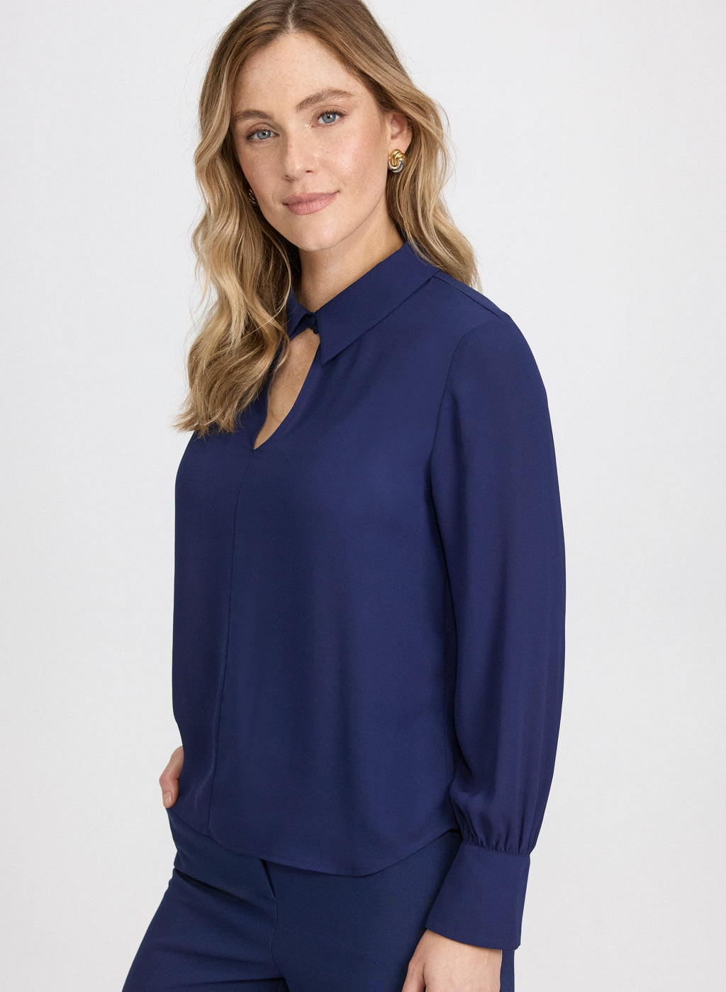 Crepe Keyhole Blouse