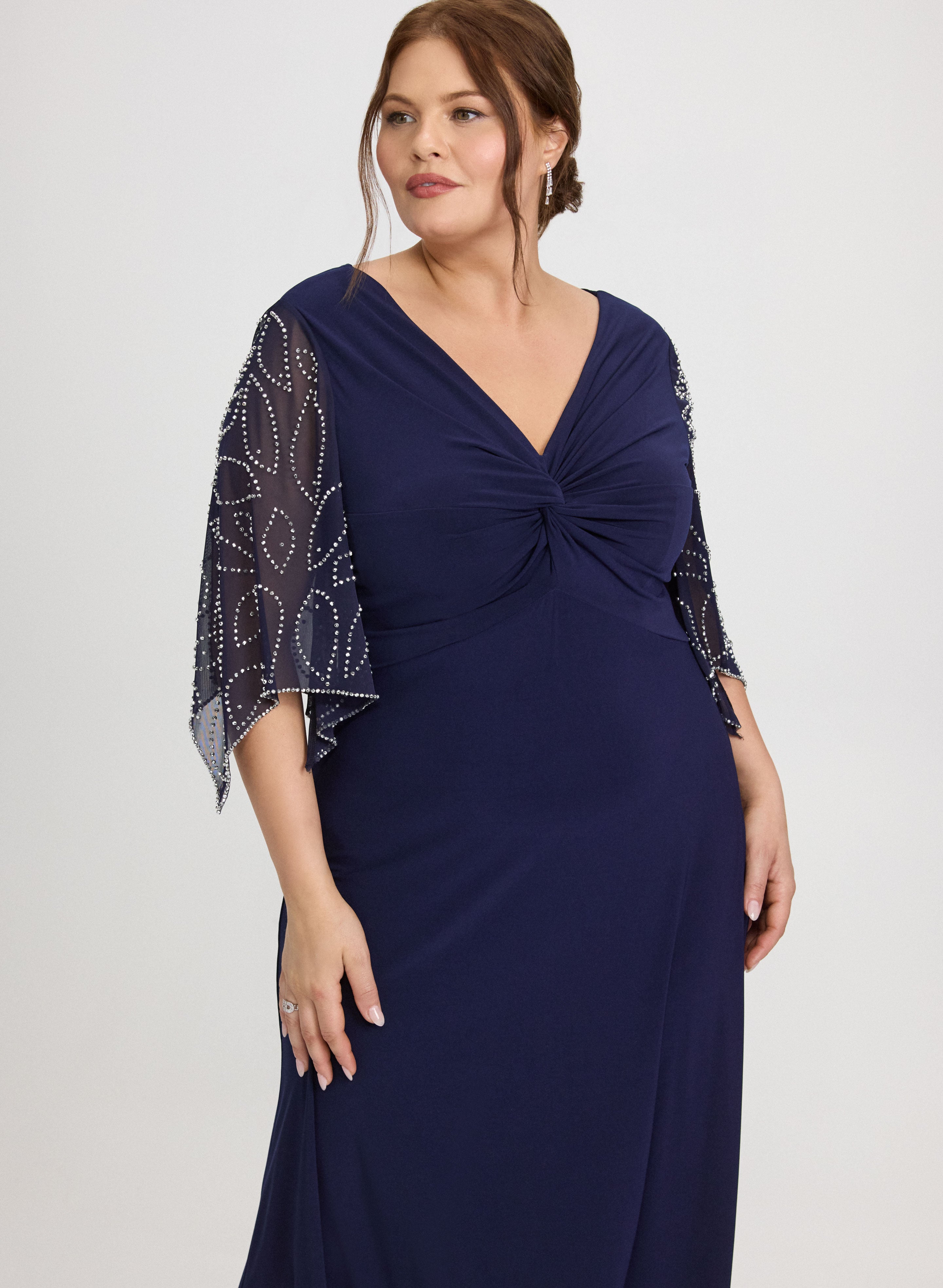 Beaded Flare Sleeve Dress