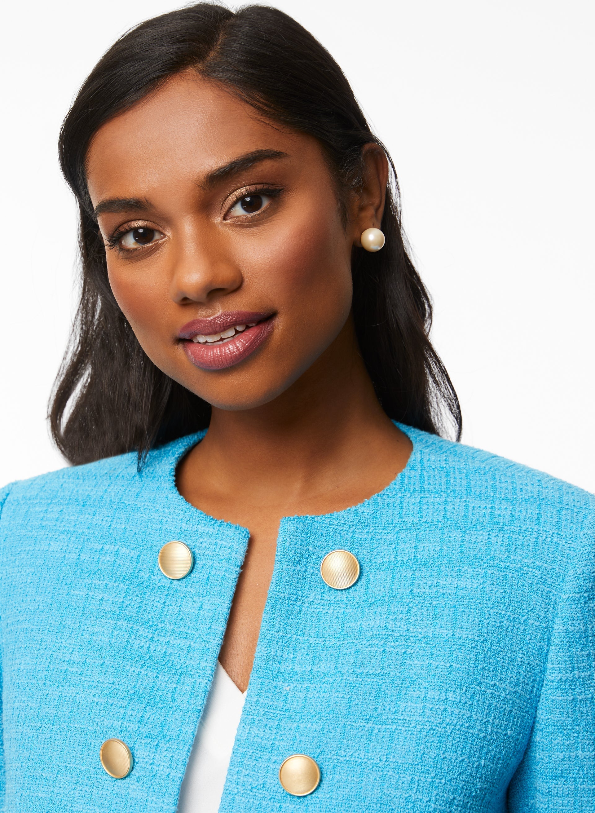 Button Detail Bouclé Jacket