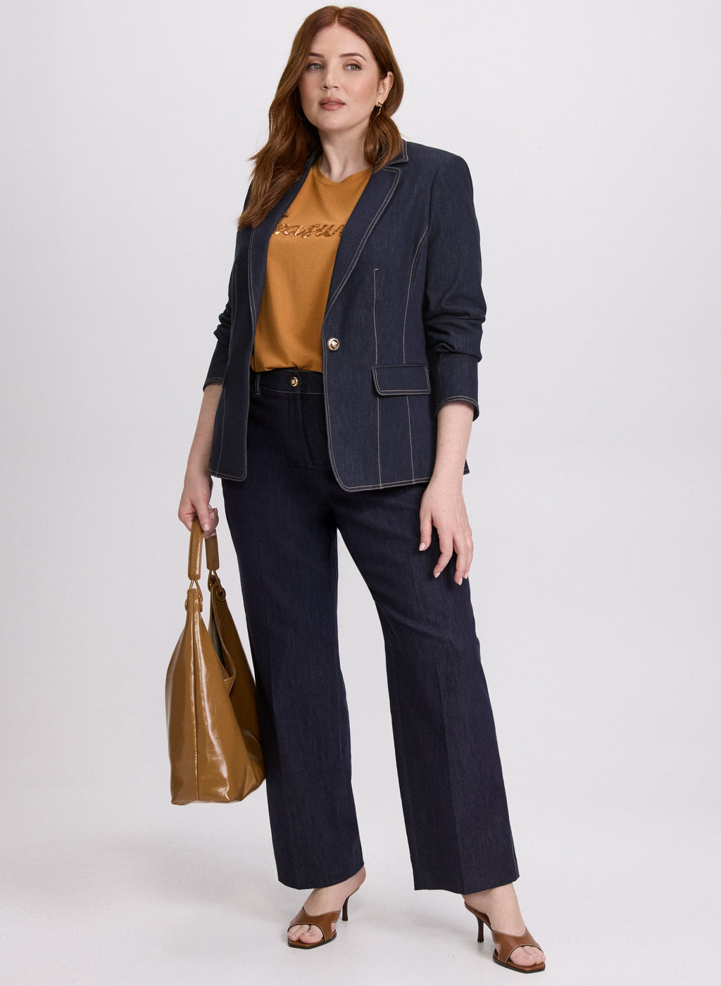 Contrast Stitch Denim Blazer