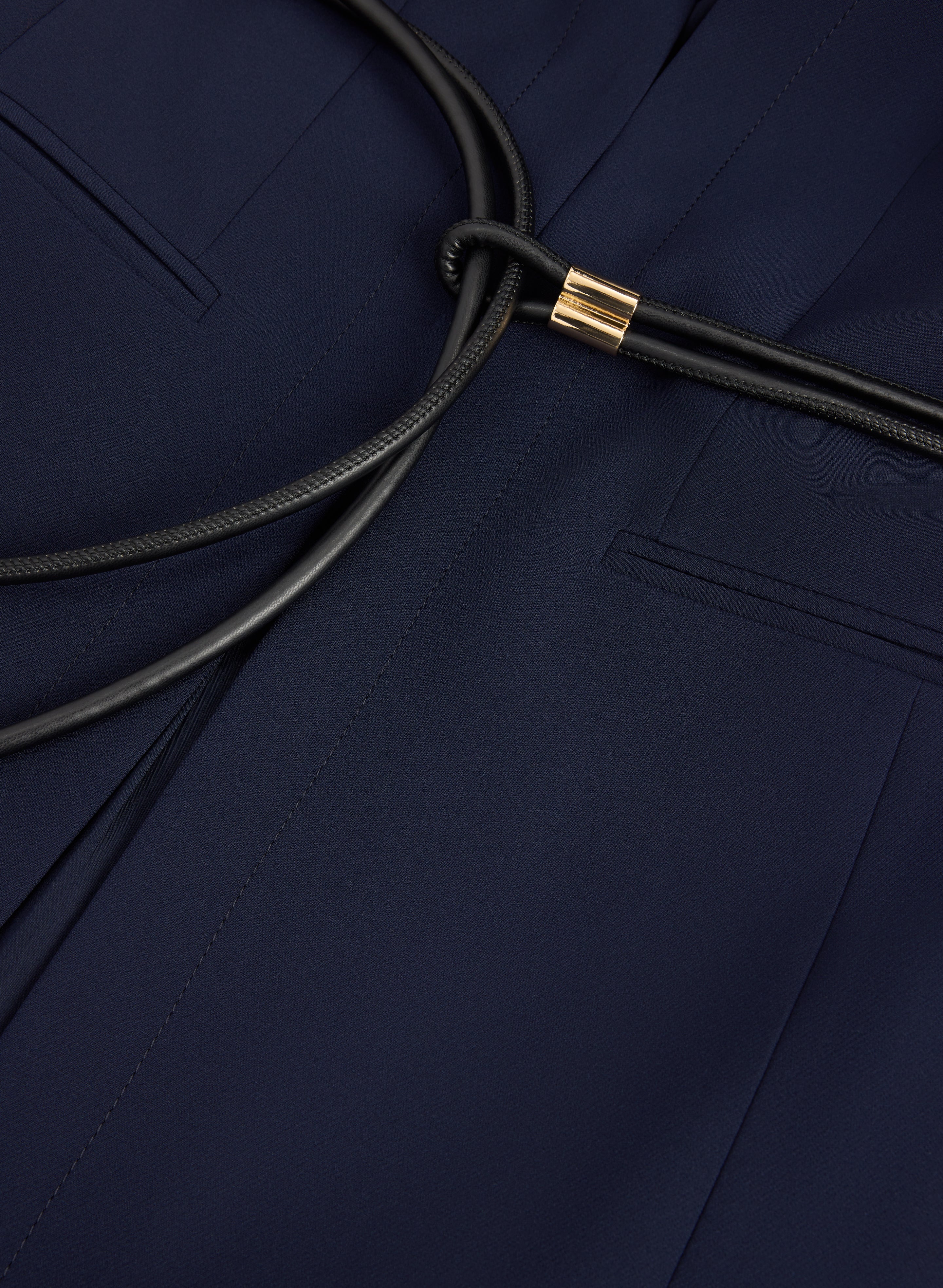 Belted Collarless Blazer