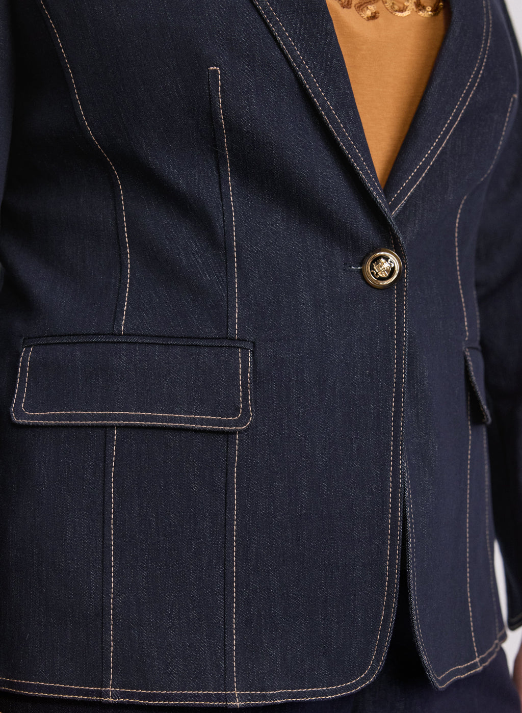 Contrast Stitch Denim Blazer