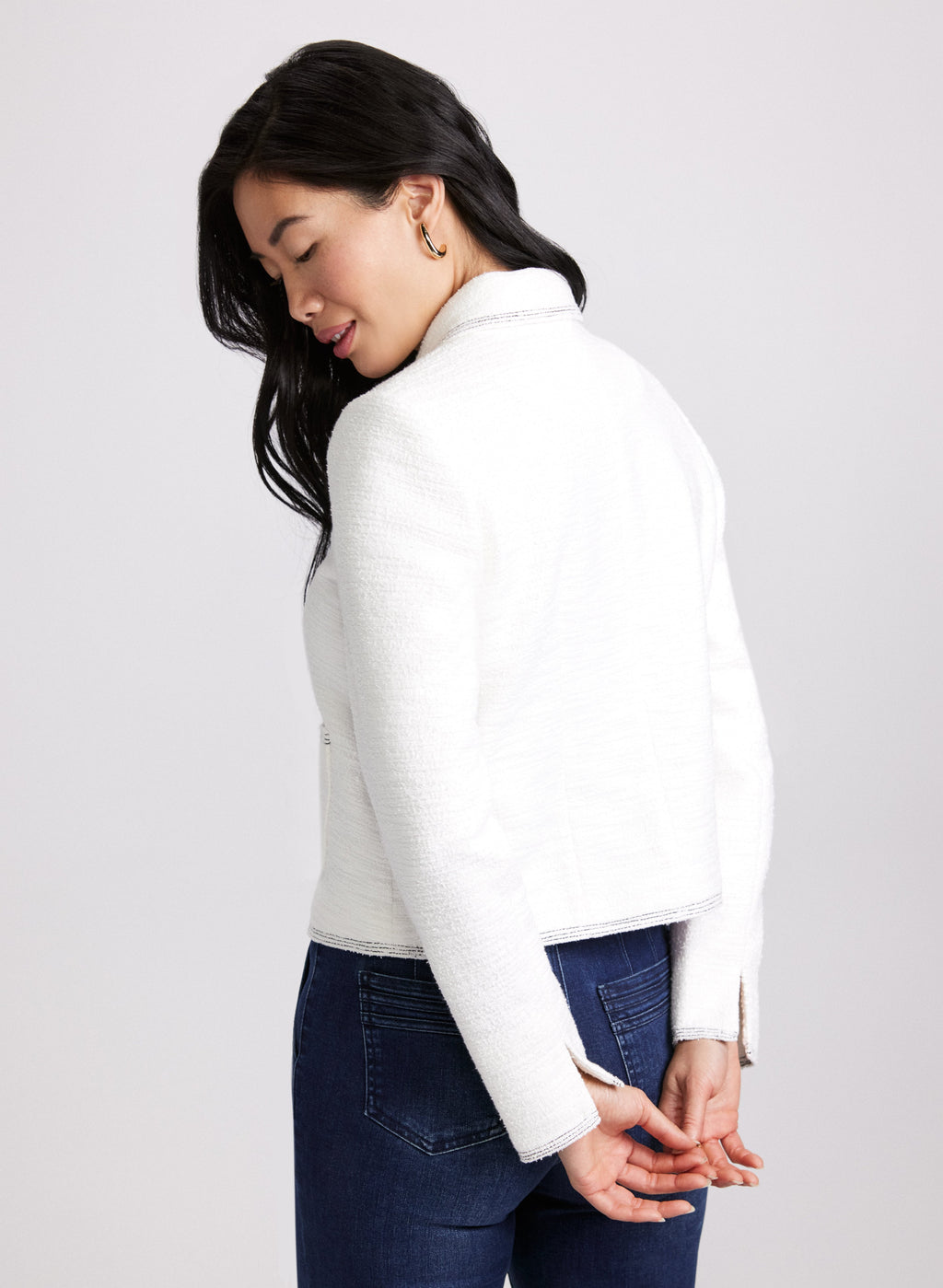 Contrast Stitch Tweed Jacket