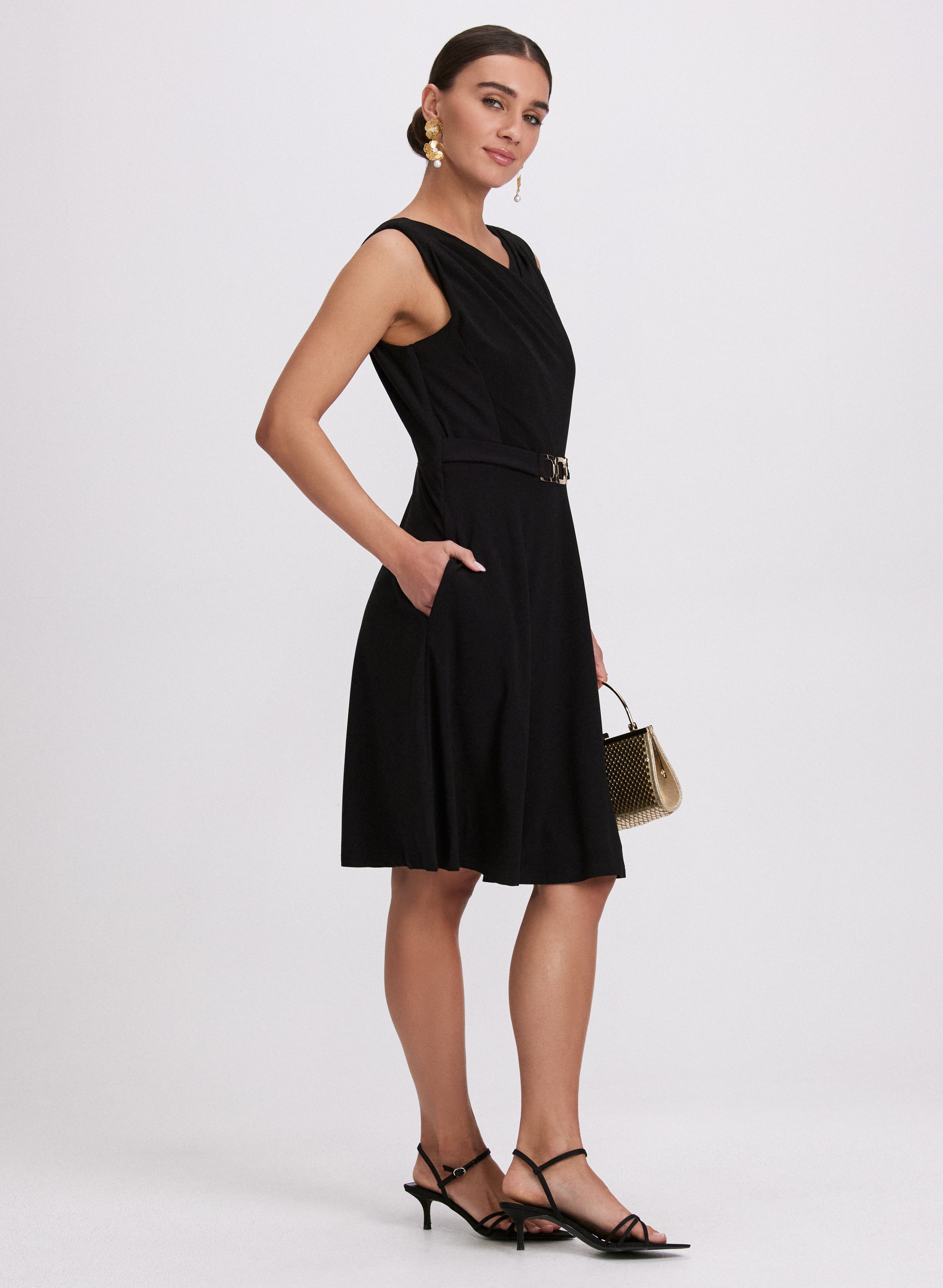Belted Pleat Detail Dress