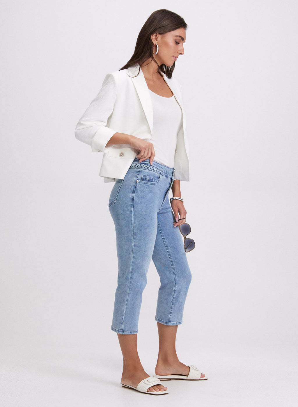 Braided Trim Denim Capris