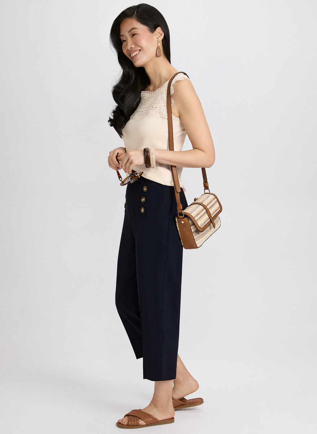 Button Detail Capris