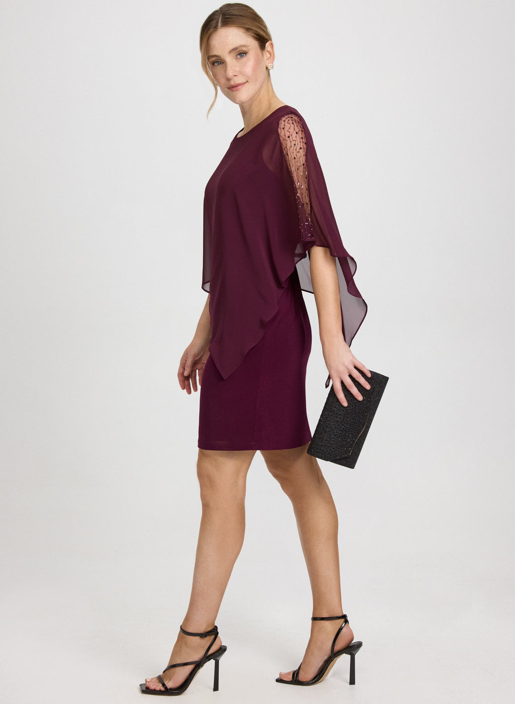 Chiffon Poncho & Jersey Dress