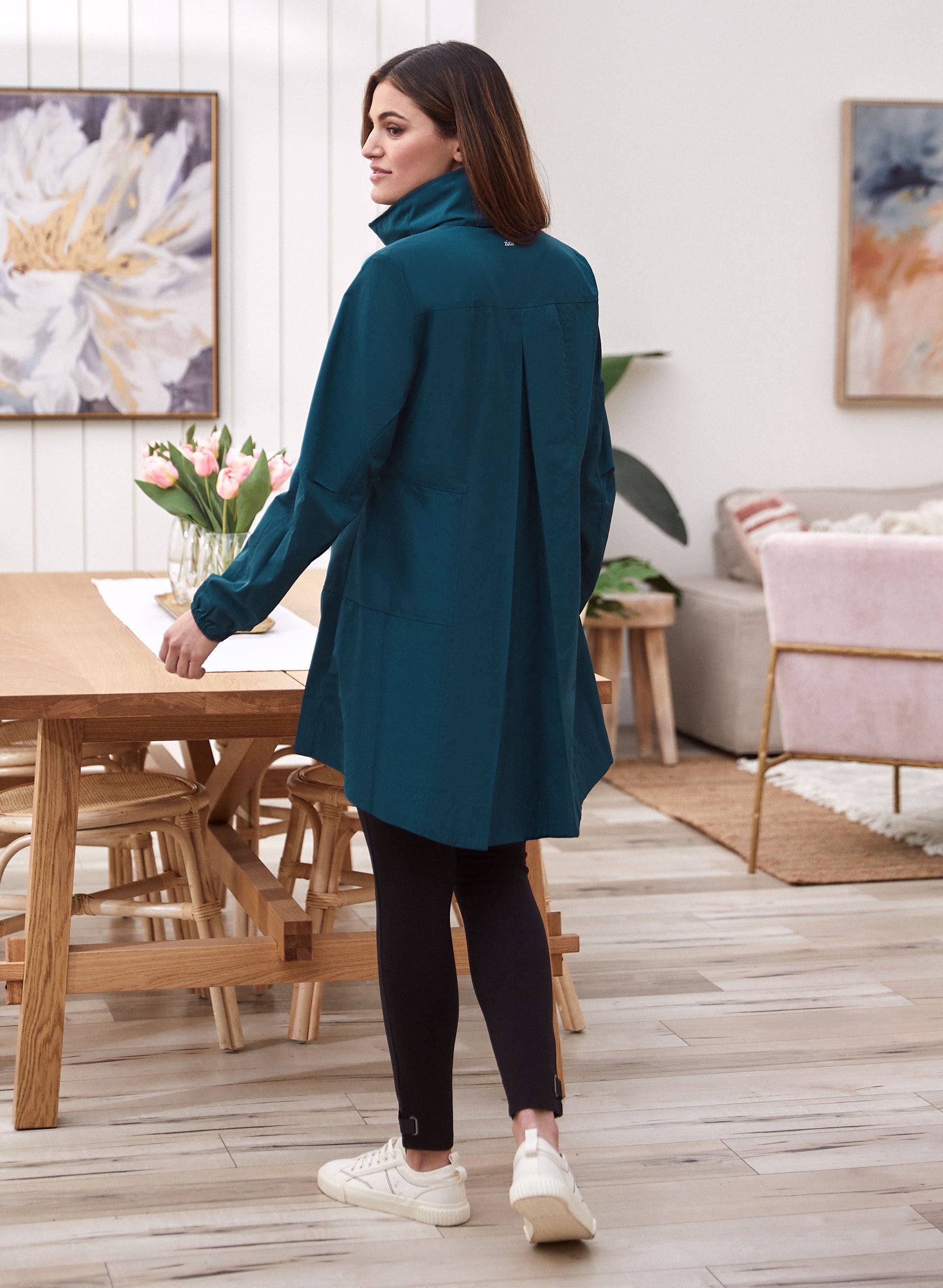 Contrast Zip Raincoat