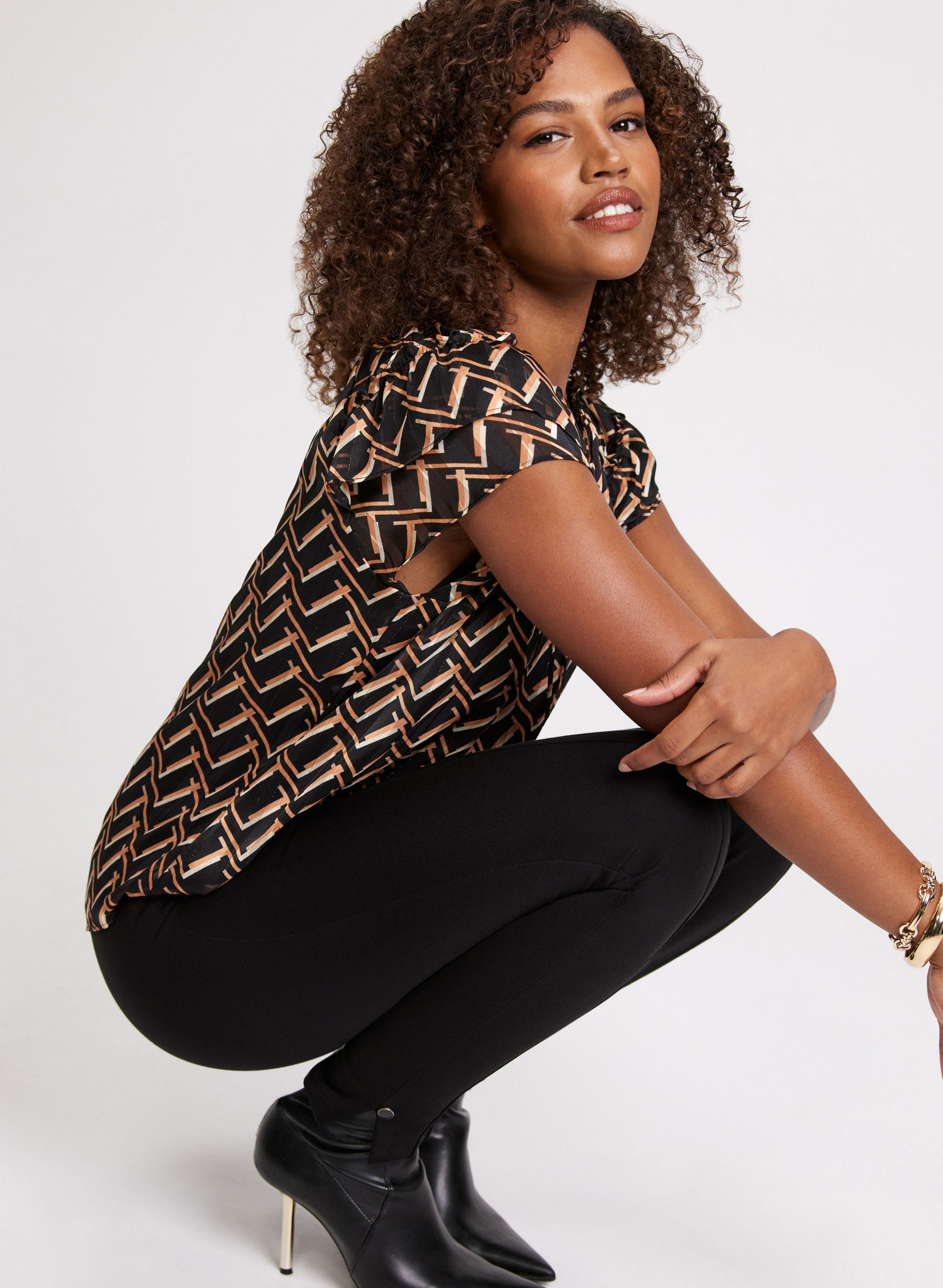 Chloe Enamel Button Hem Leggings - Regular