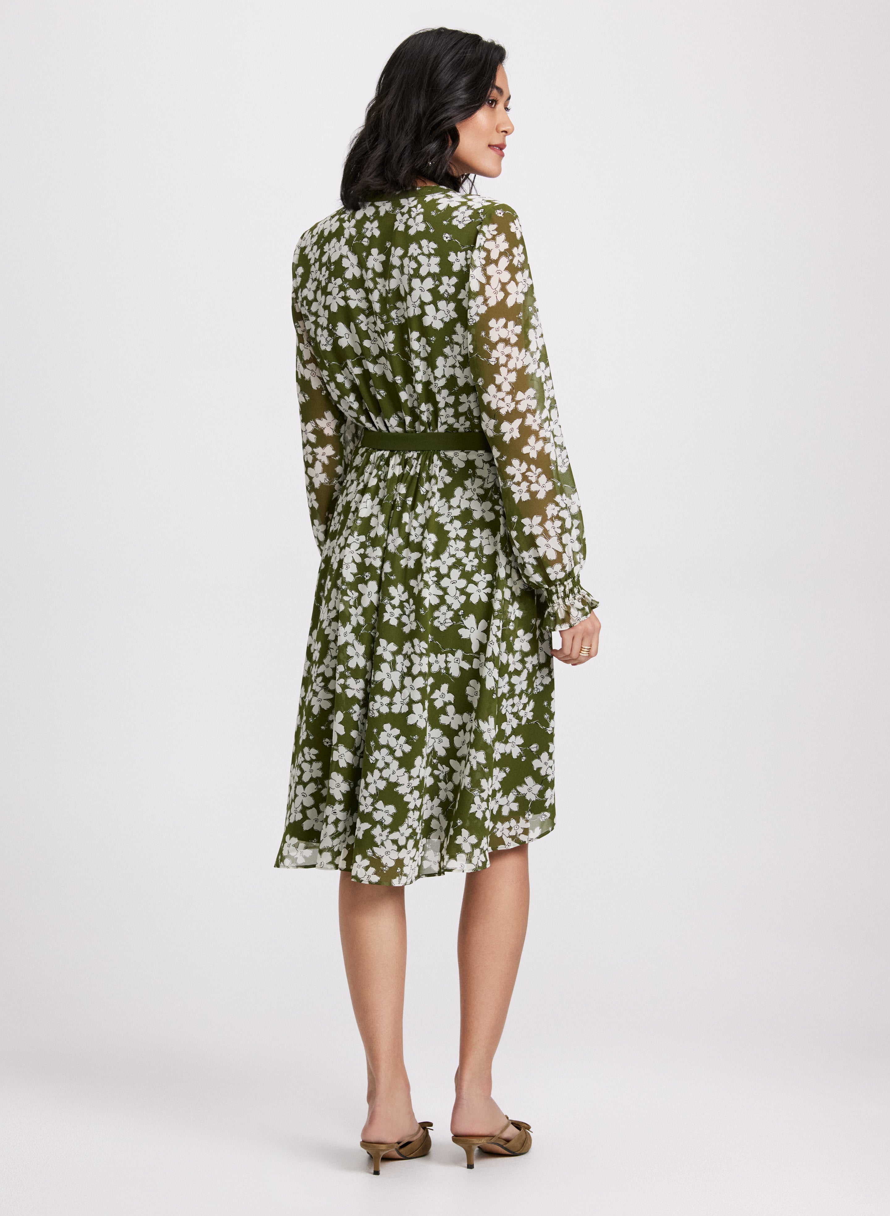 Bead Trim Floral Dress