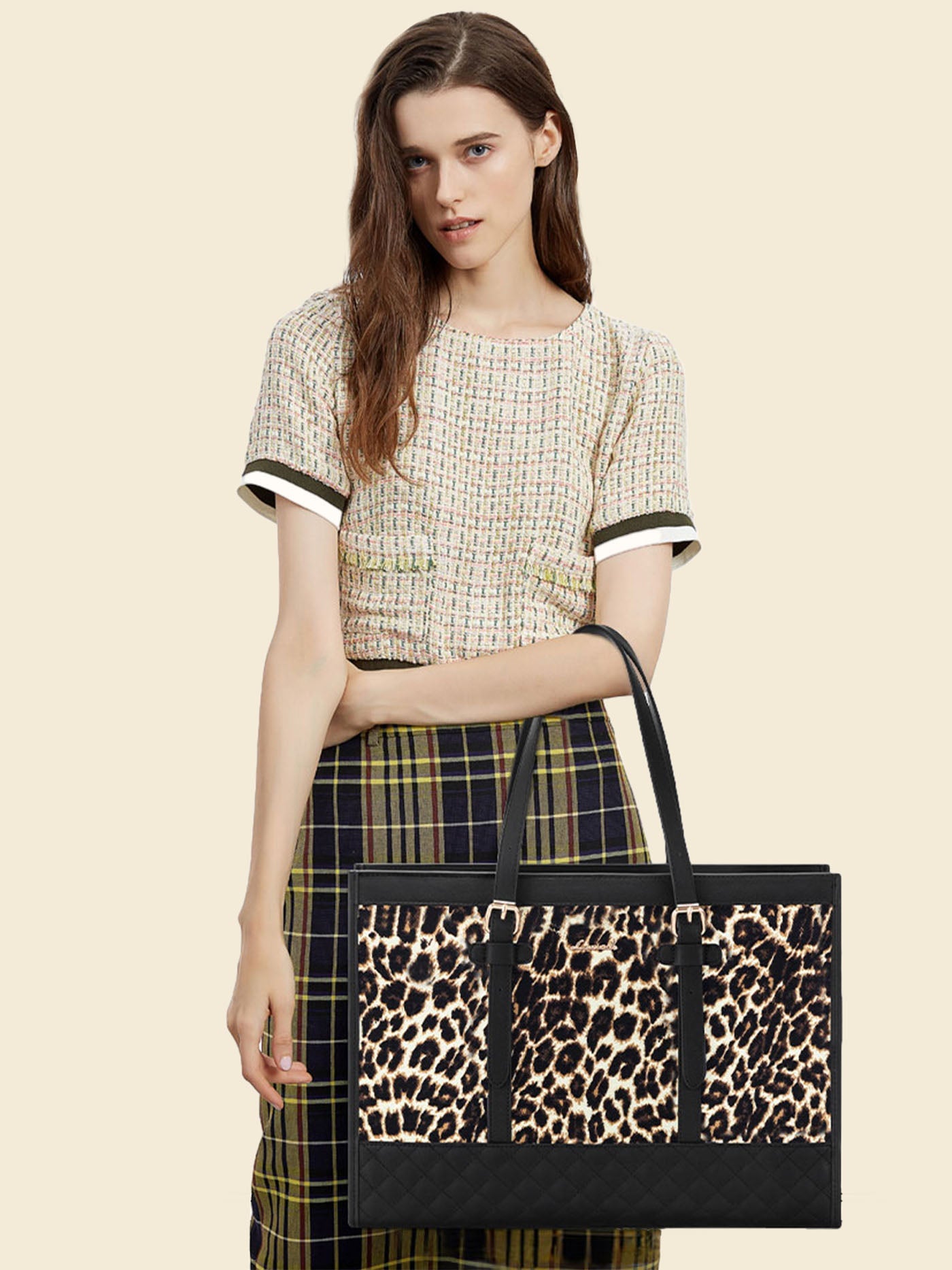 2Pcs Canvas Laptop Tote Bag, 15.6