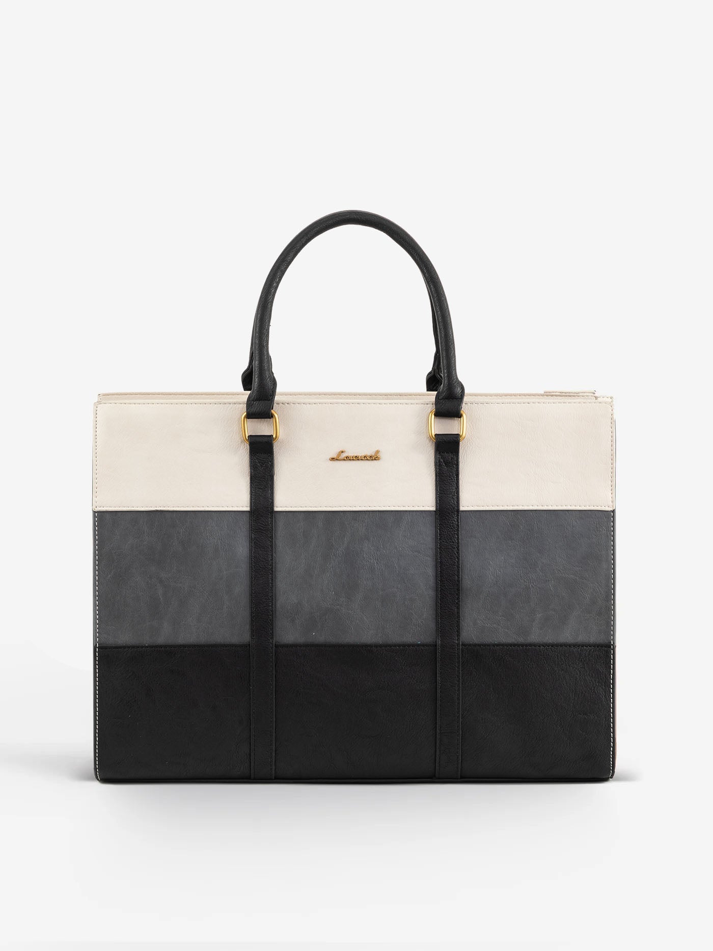 2Pcs Elegant Colorblock Tote Bag, 15.6