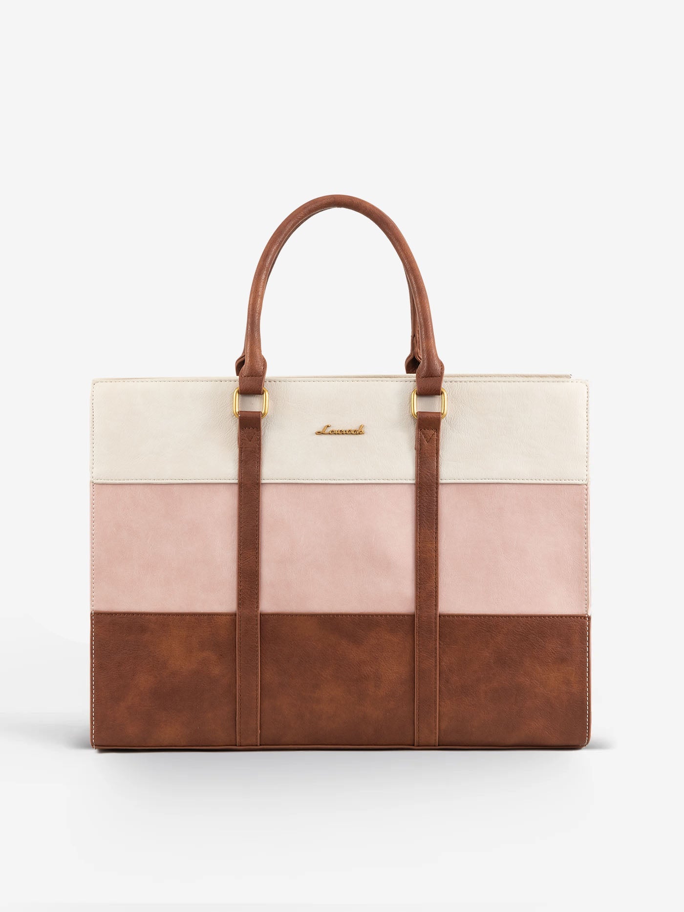 2Pcs Elegant Colorblock Tote Bag, 15.6