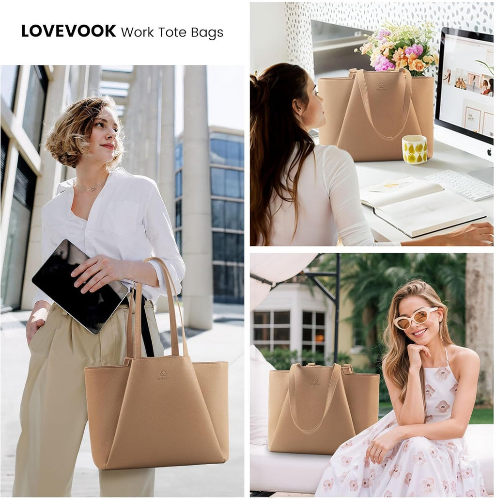 2Pcs Leather Shoulder Bag, 15.6