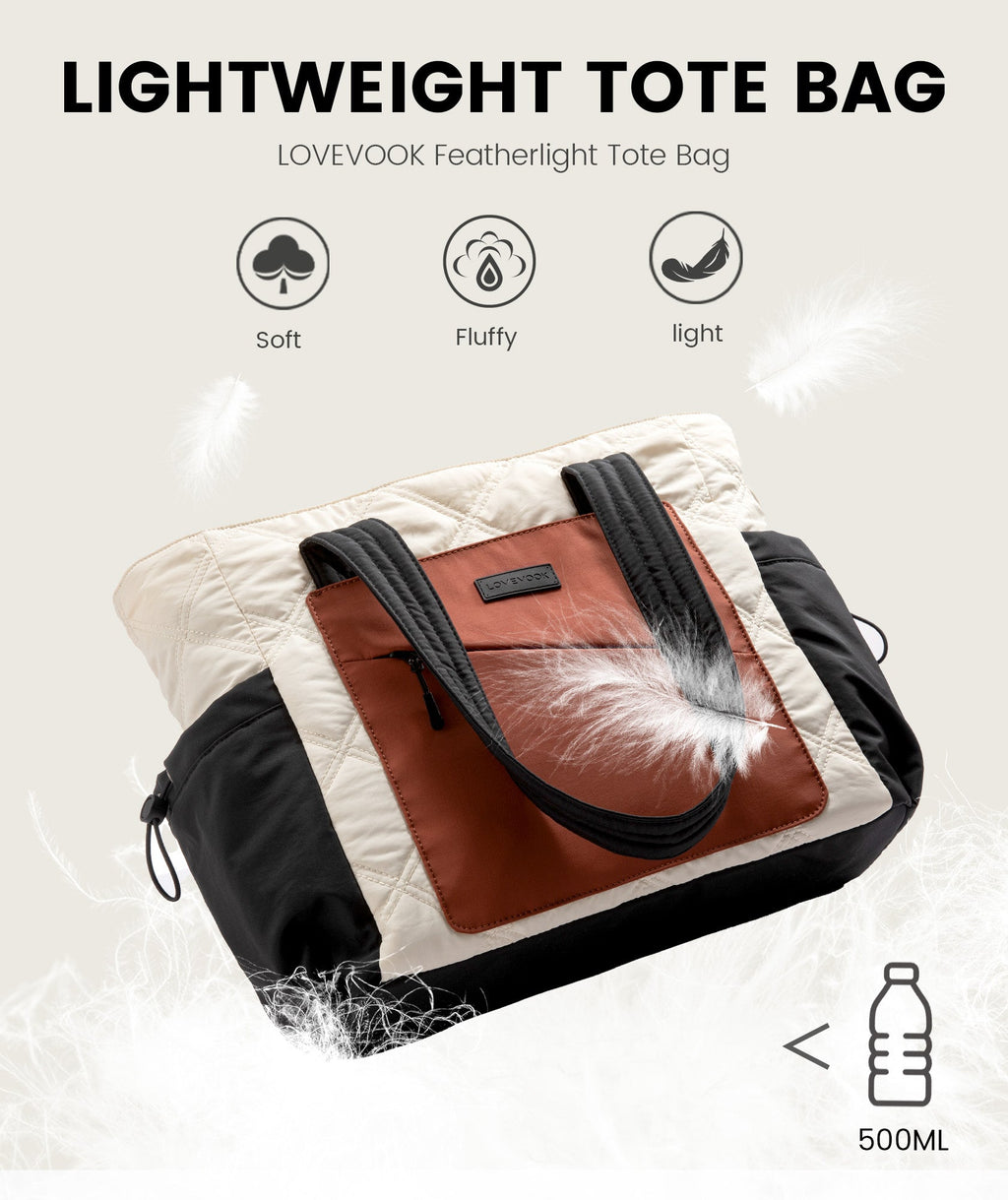 2Pcs Quilted Puffer Tote Bag, 15.6 17.3