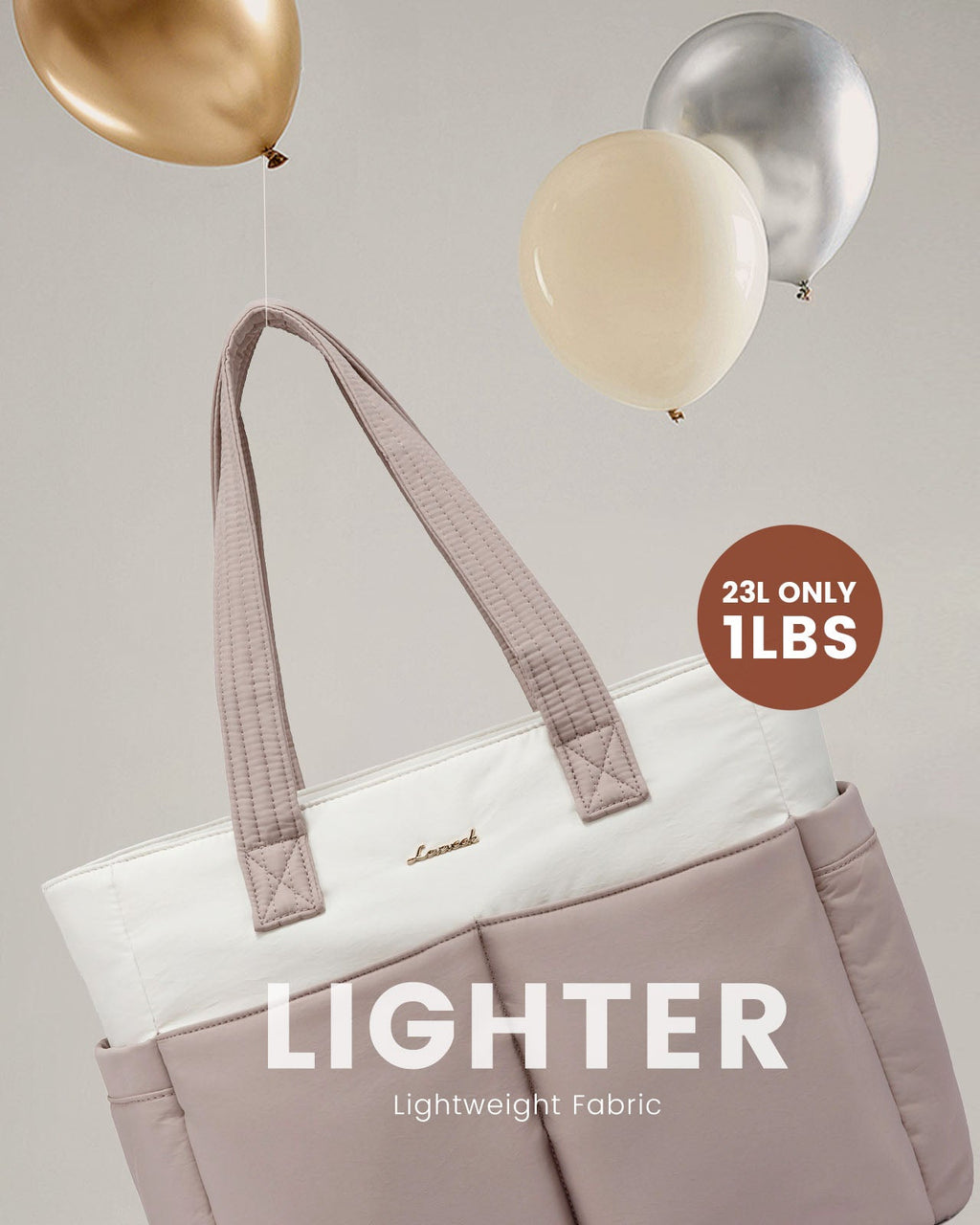 2Pcs Multi-pocket Puffer Tote Bag, 15.6 17.3