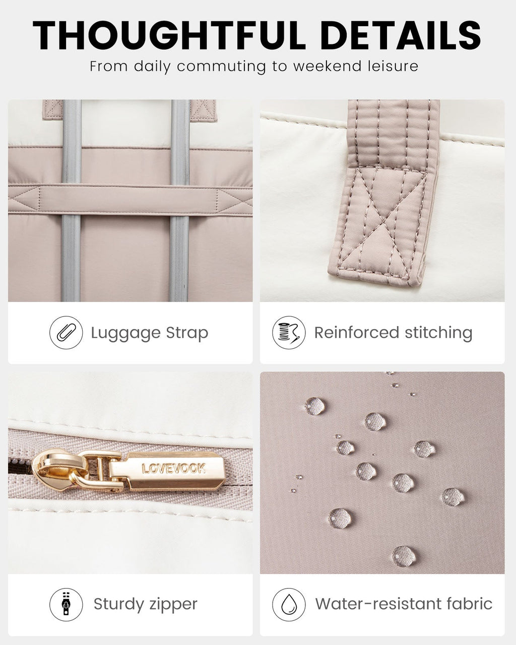 2Pcs Multi-pocket Puffer Tote Bag, 15.6 17.3