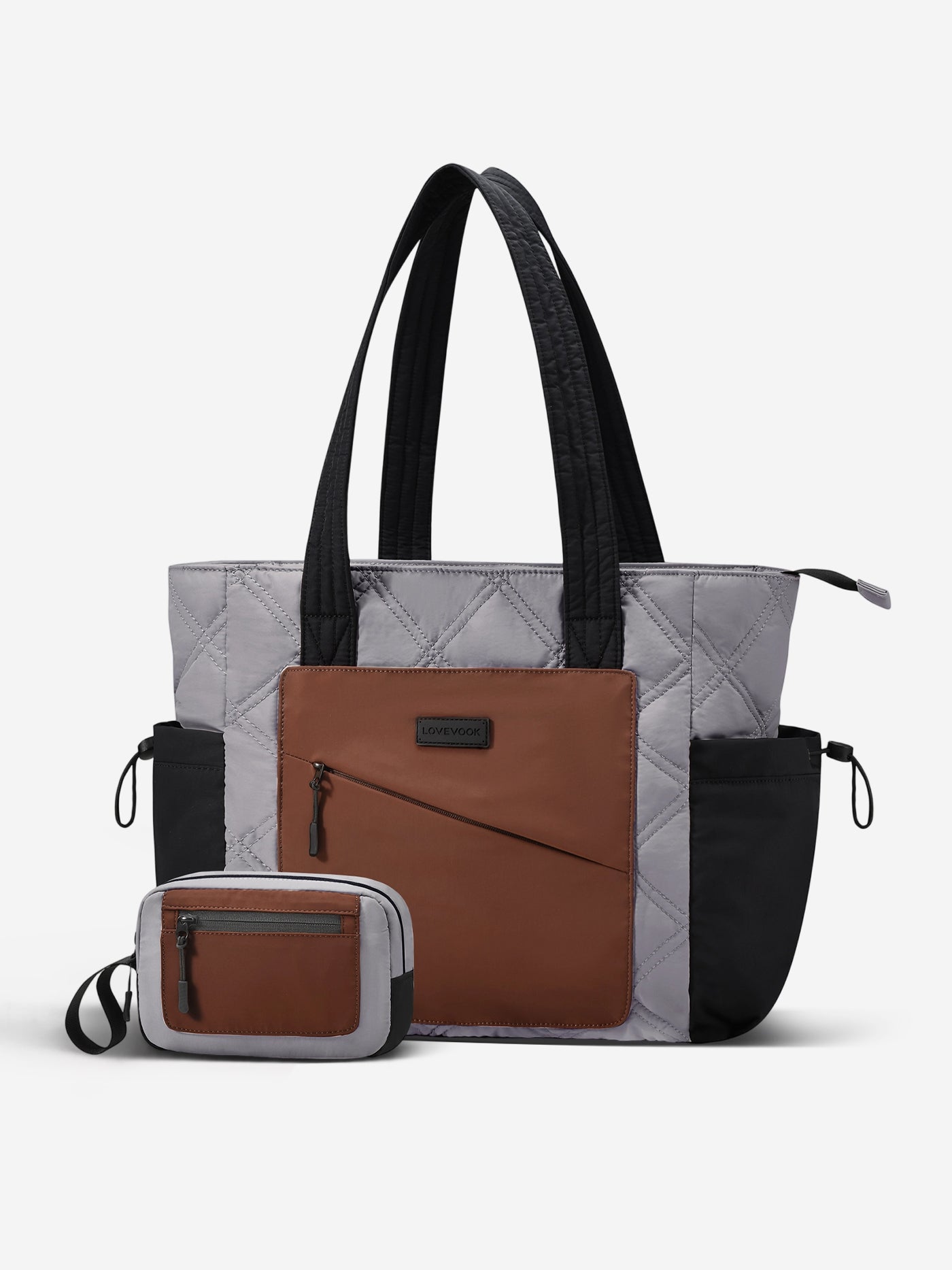 2Pcs Quilted Puffer Tote Bag, 15.6 17.3