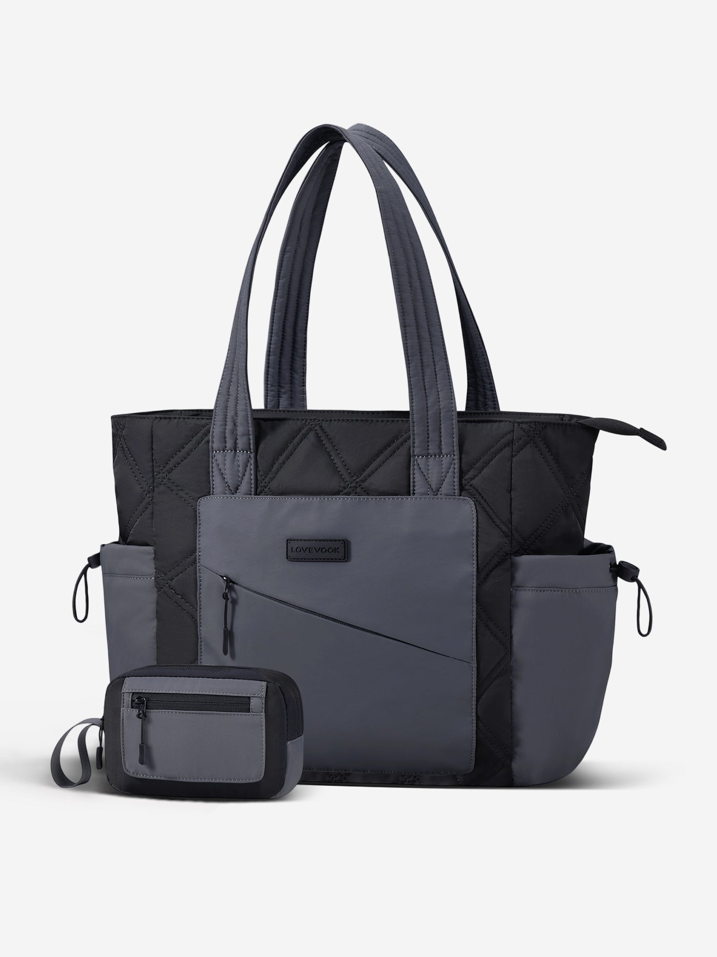 2Pcs Quilted Puffer Tote Bag, 15.6 17.3