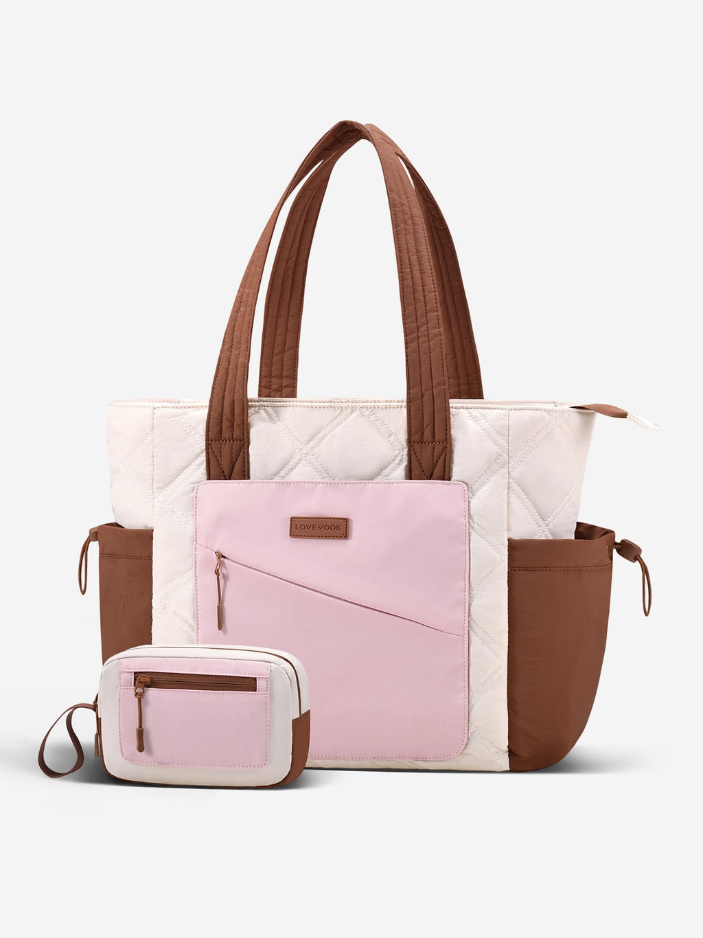 2Pcs Quilted Puffer Tote Bag, 15.6 17.3