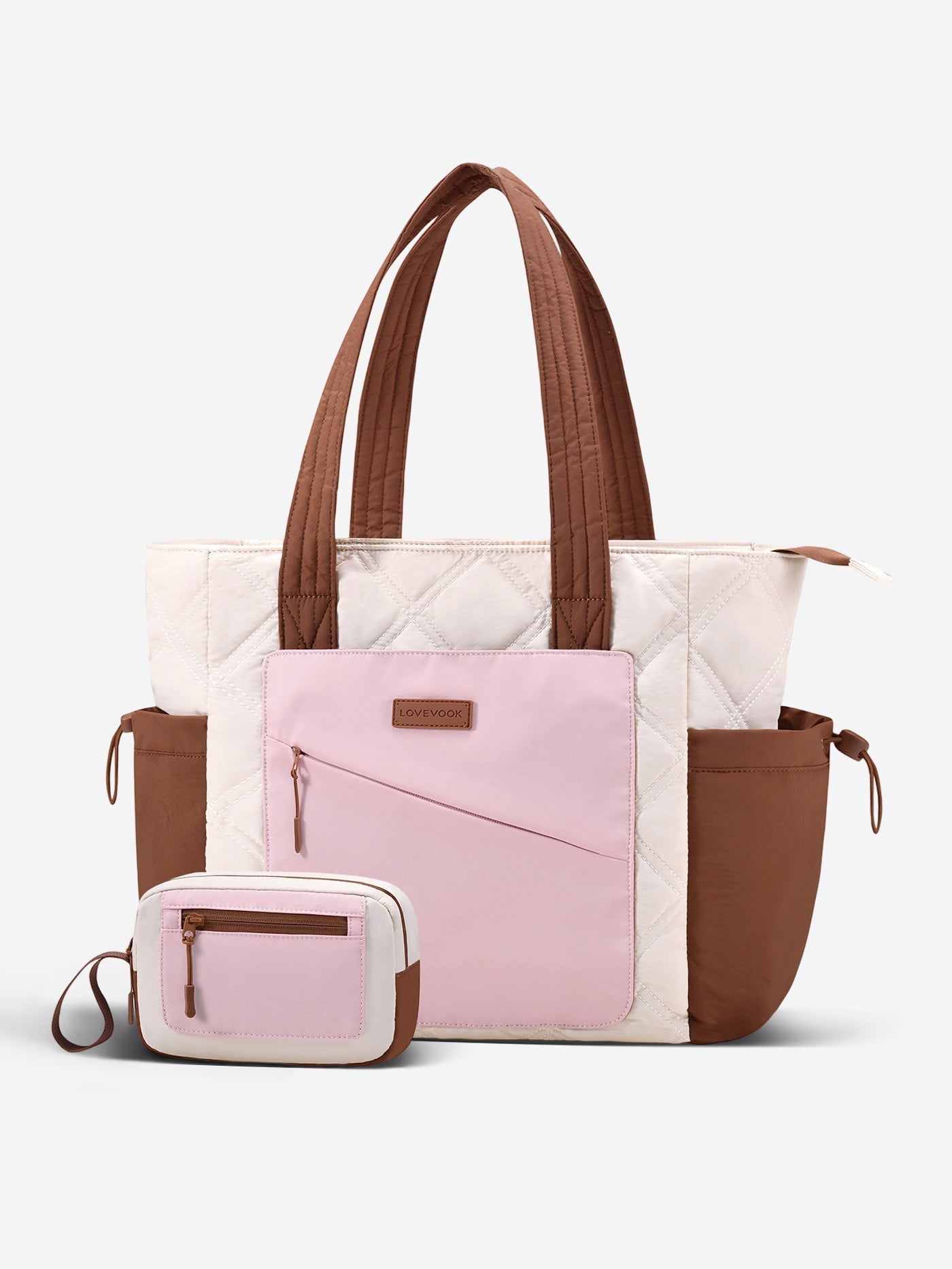 2Pcs Quilted Puffer Tote Bag, 15.6 17.3