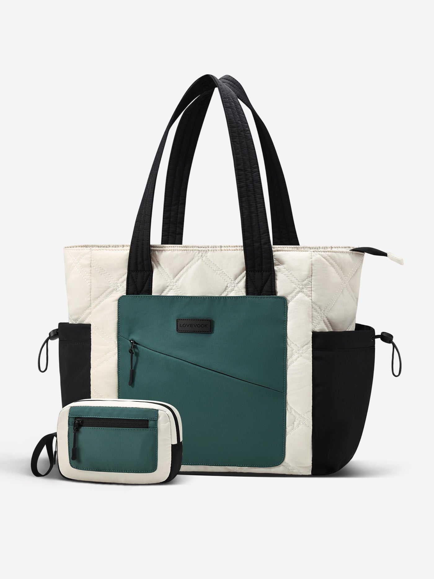 2Pcs Quilted Puffer Tote Bag, 15.6 17.3