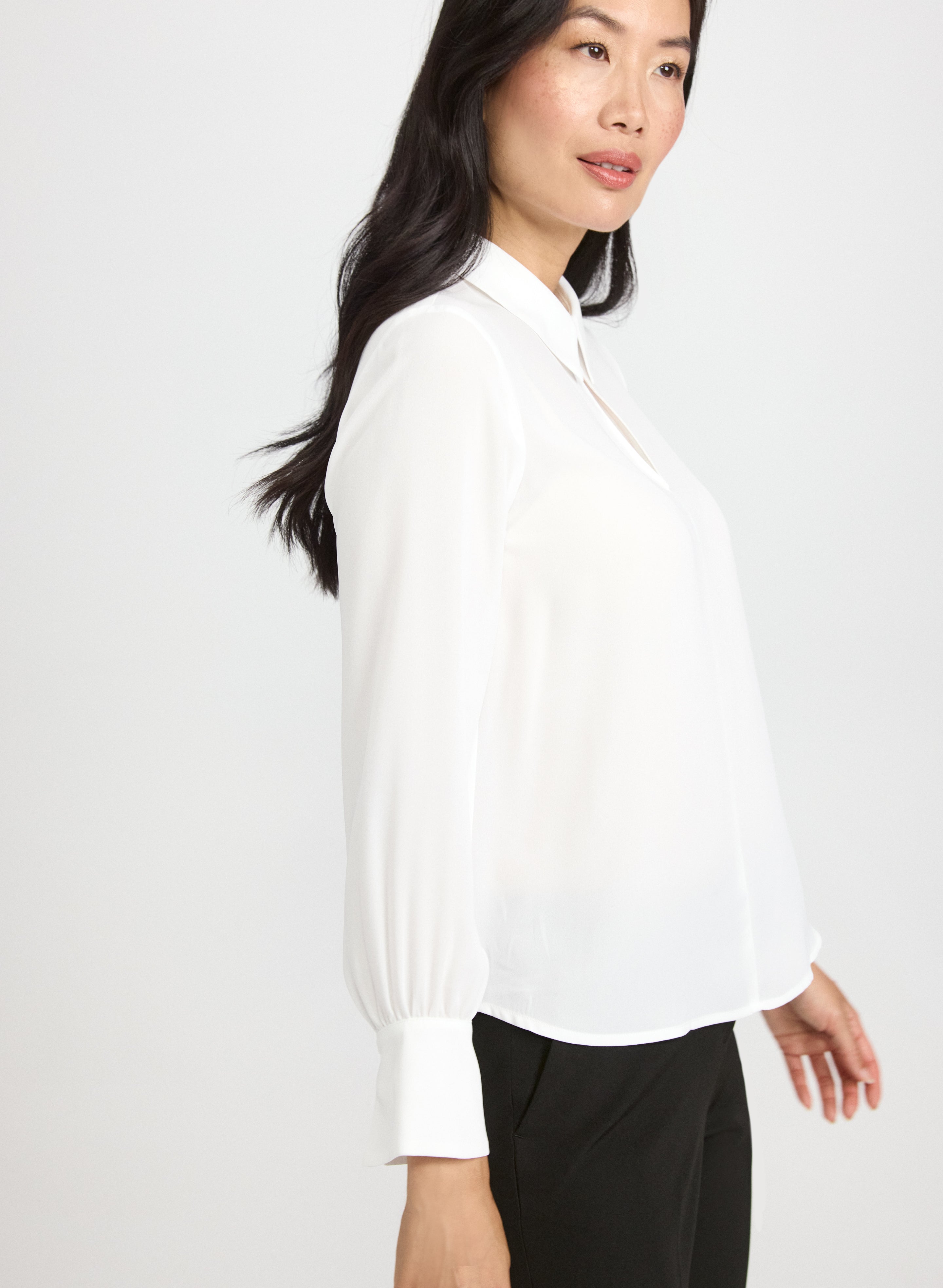 Crepe Keyhole Blouse