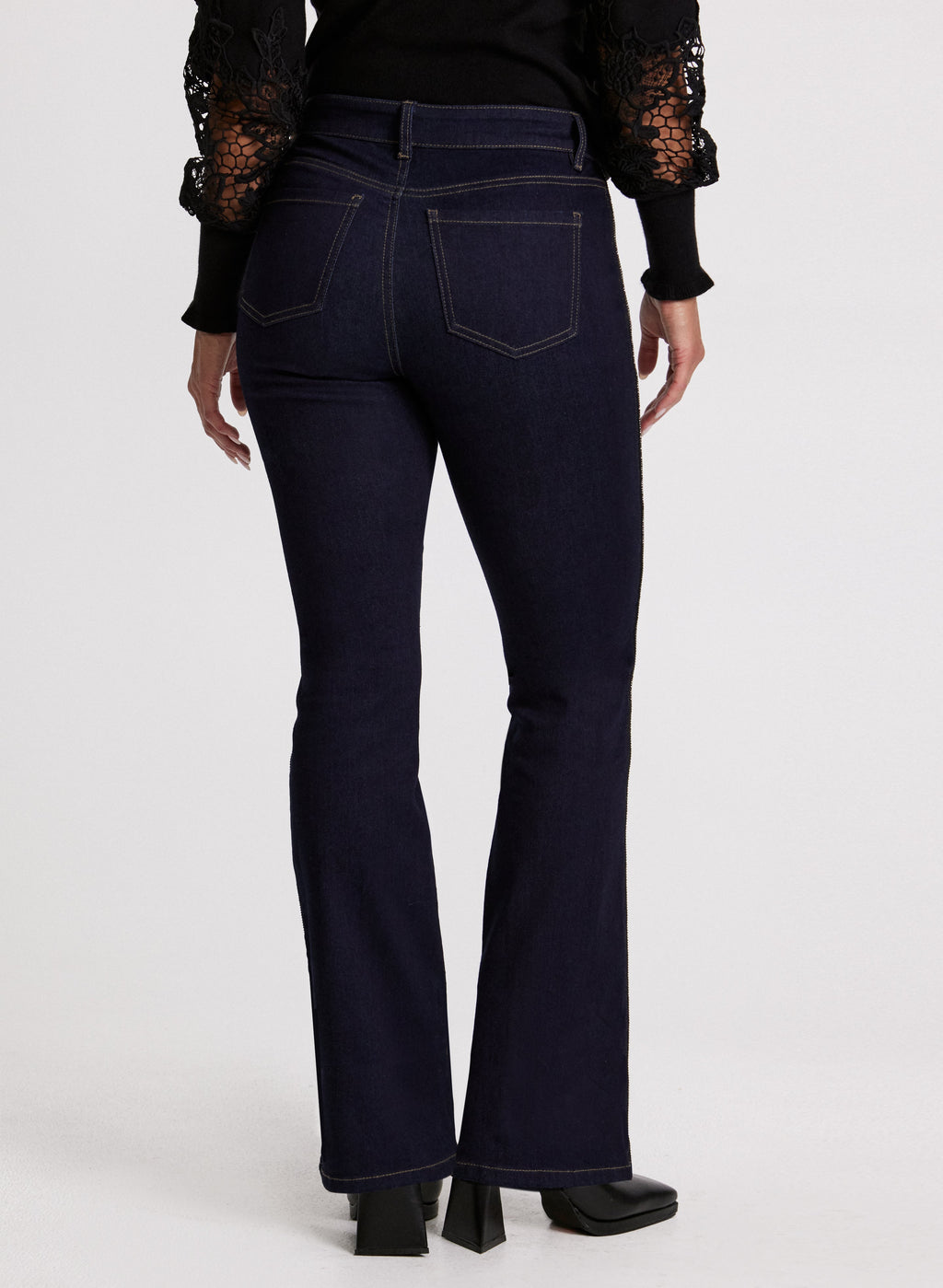 Beaded Flare-Leg Jeans