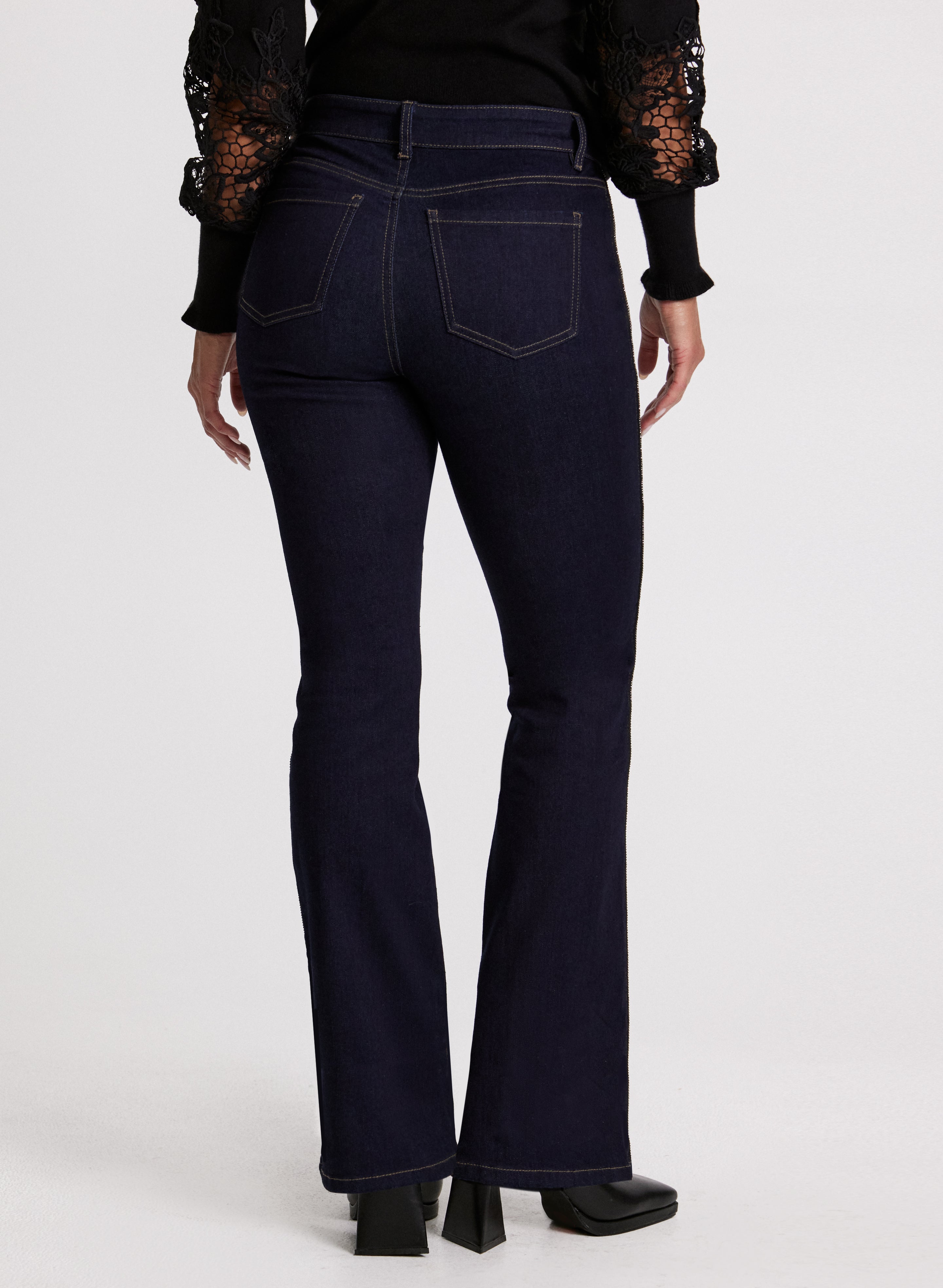 Beaded Flare-Leg Jeans