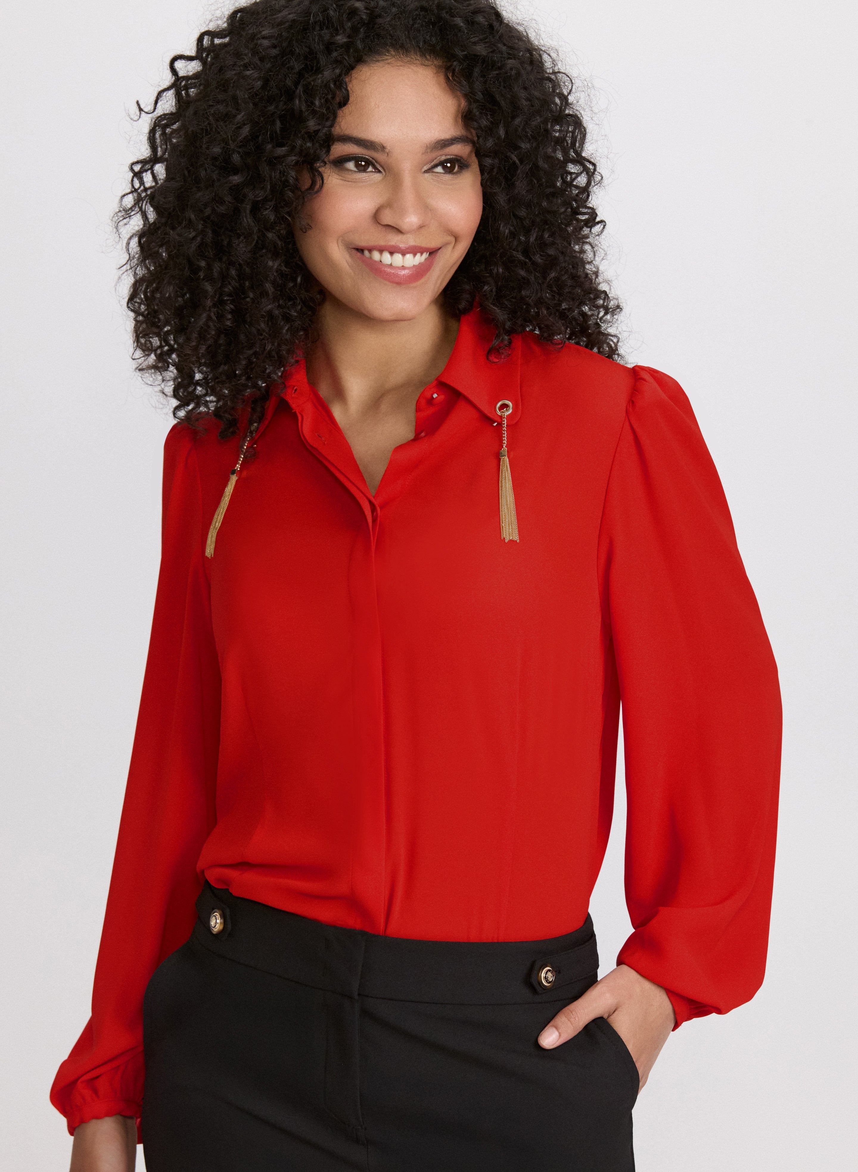 Chain Tassel Detail Blouse