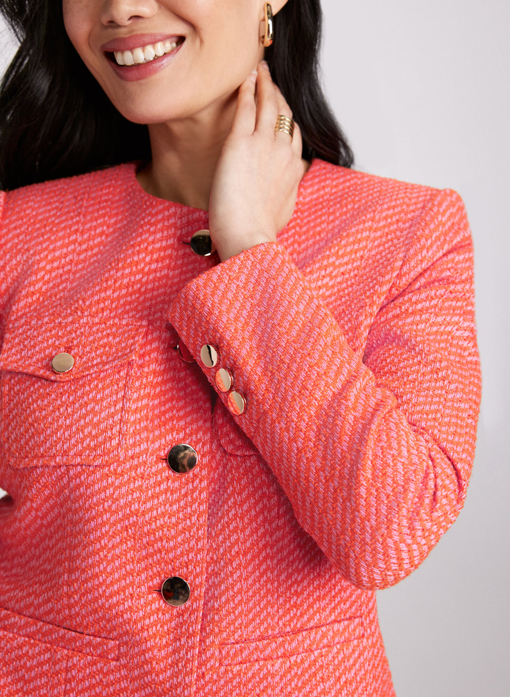 Bouclé Button-Down Jacket