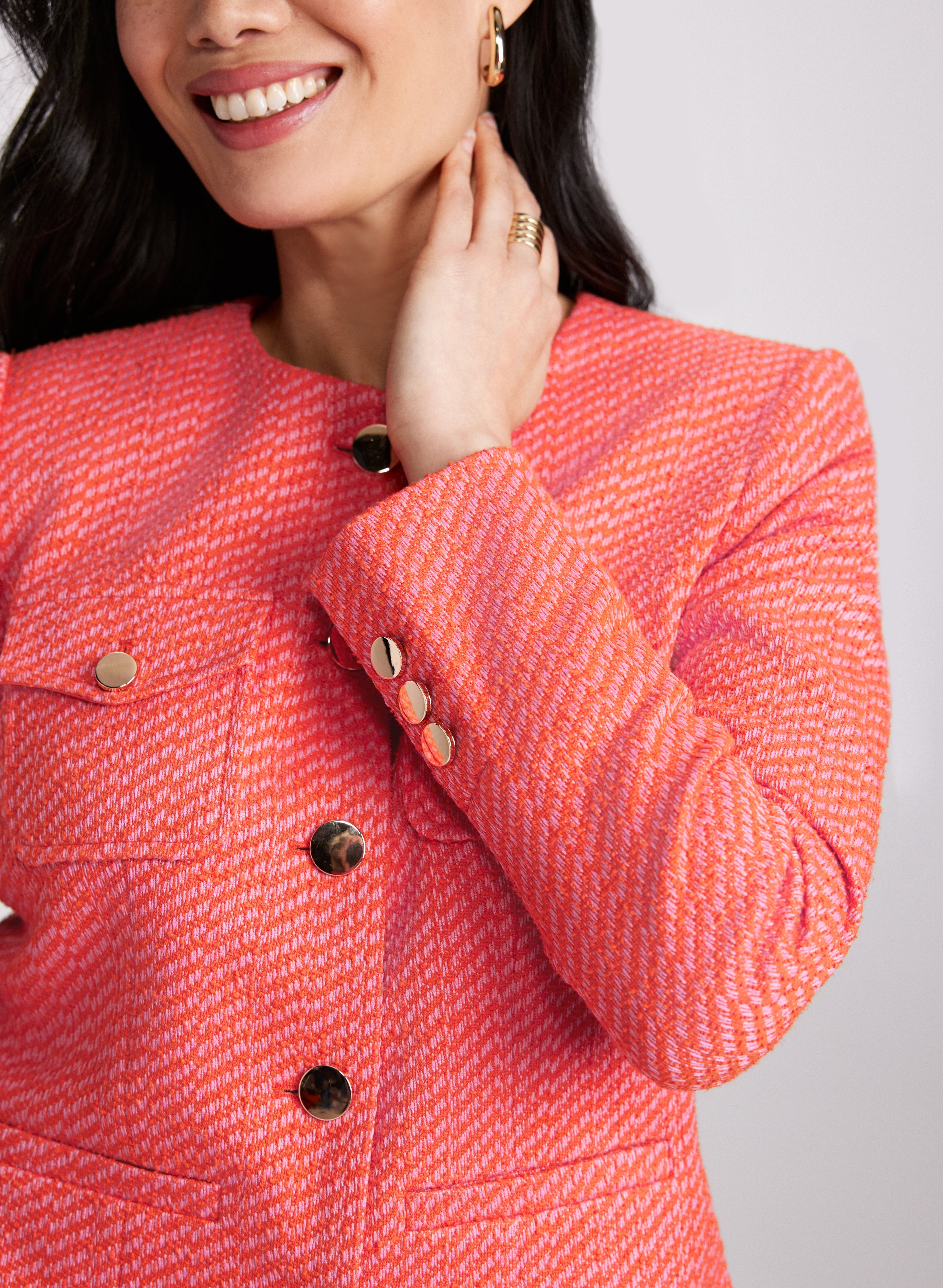Bouclé Button-Down Jacket